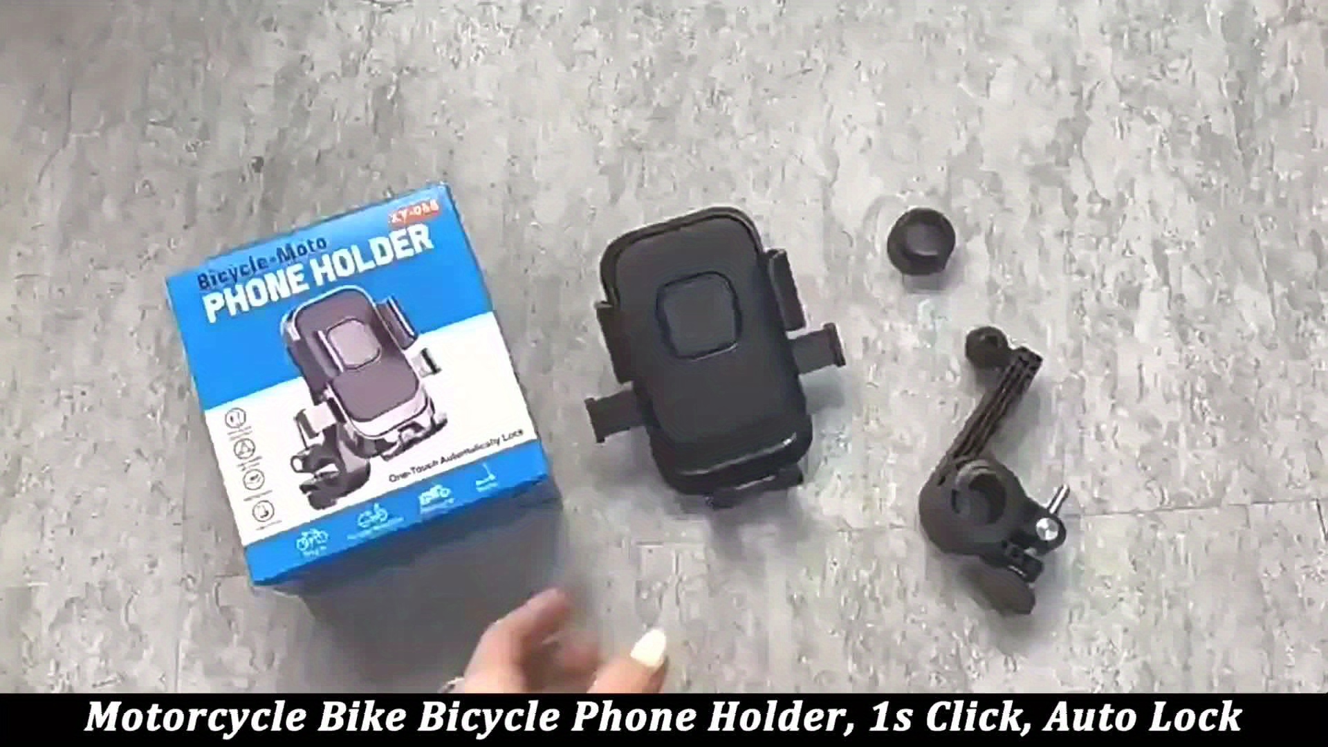Motorcycle and Bicycle Handlebar Phone Mount with 1s Auto Lock and 10s Quick Install Compatible with iPhone and Samsung