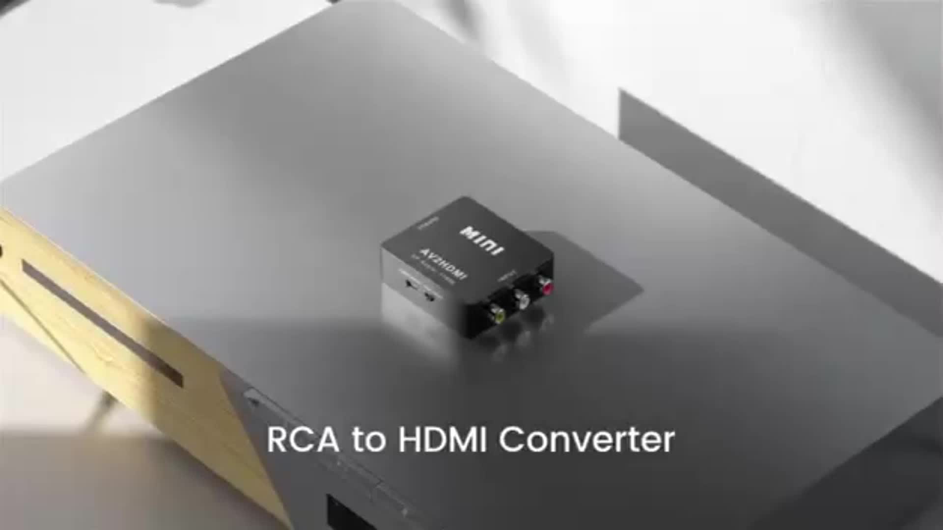  GOXMGO Convertidor RCA a HDMI, mini caja de adaptador de video  compuesto AV a HDMI para Smart TV/VCR/DVD/VHS Player/Roku/PS2 consola de  juegos/N64/Wii, con cable de alimentación USB, compatible con : Industrial