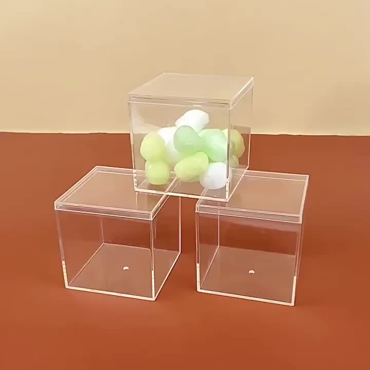 Clear Mini Acrylic Boxes Square Cube Containers With Lid - Temu