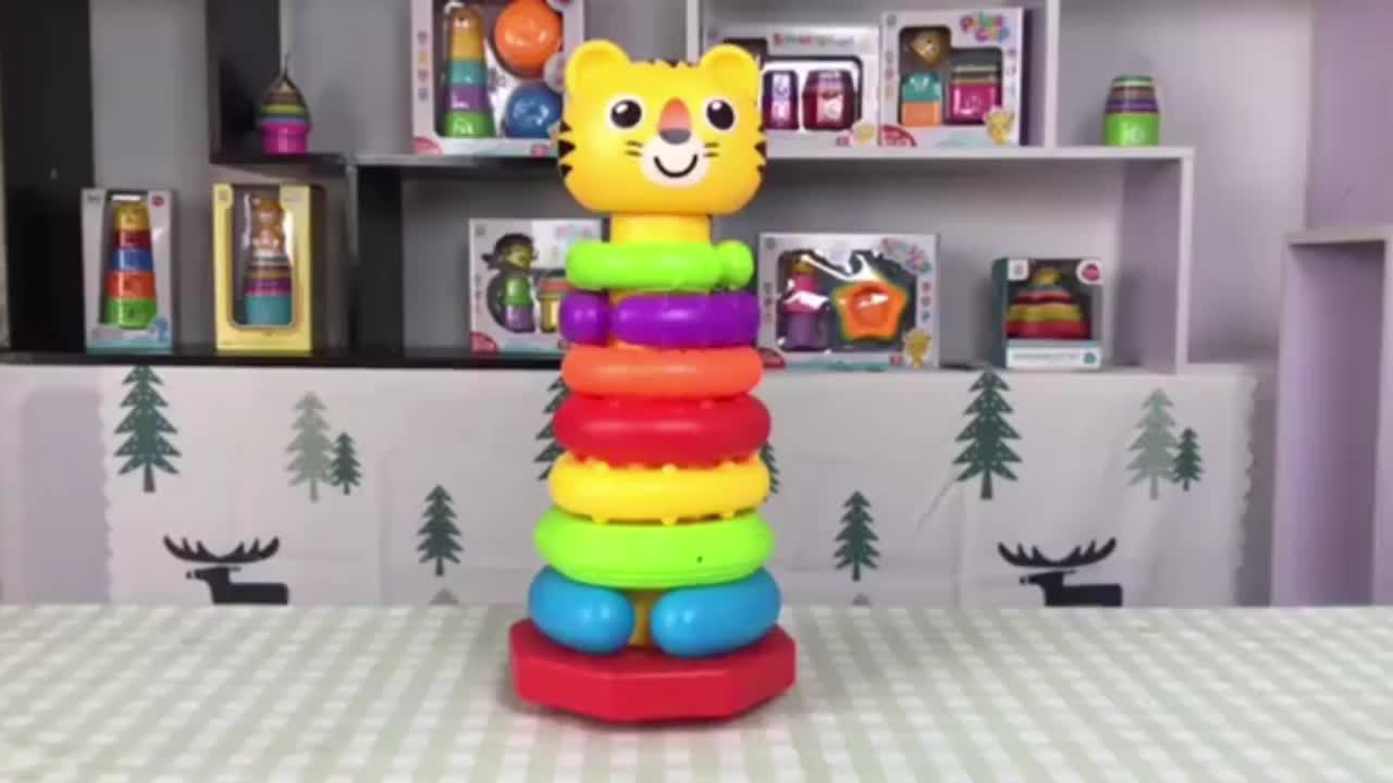 Colorful Stacking Educational Toy for Toddlers with Animal Prints