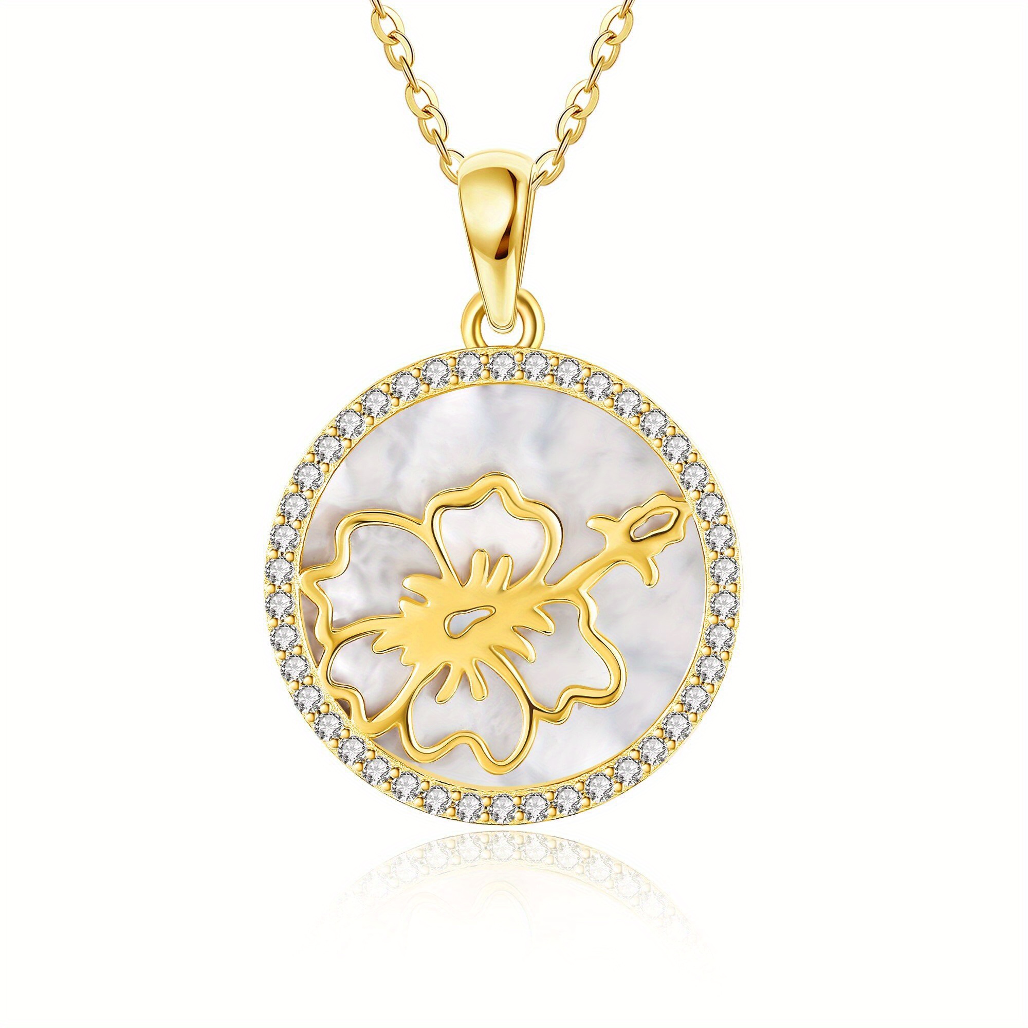 Women's Sterling Silver Hibiscus Flower Pendant Necklace