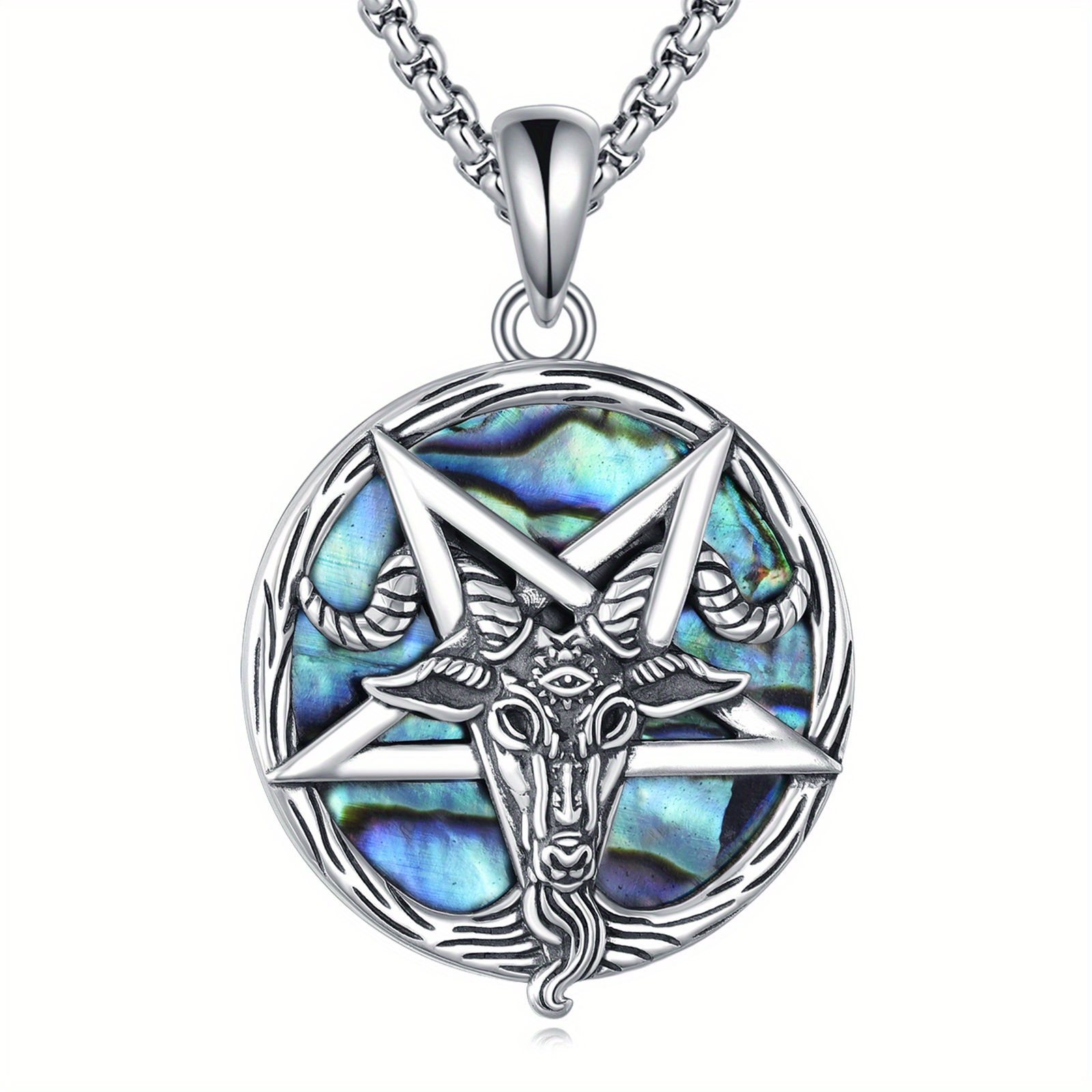 Women's Satanic Goat Head Chain Necklace in Sterling Silver