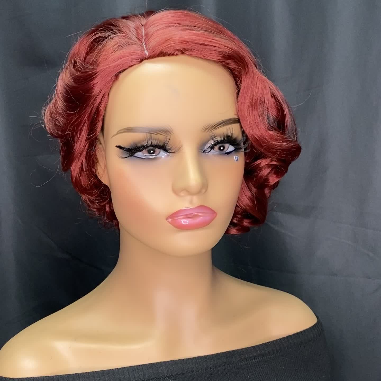Lace Front Wigs Black Short Curly Bob with Bangs Plucked Synthetic Hair  Heat Resistant Fiber Wig for Black Women 14inches - China Brazilian Curly  Wig and Cheap Hair Wig price