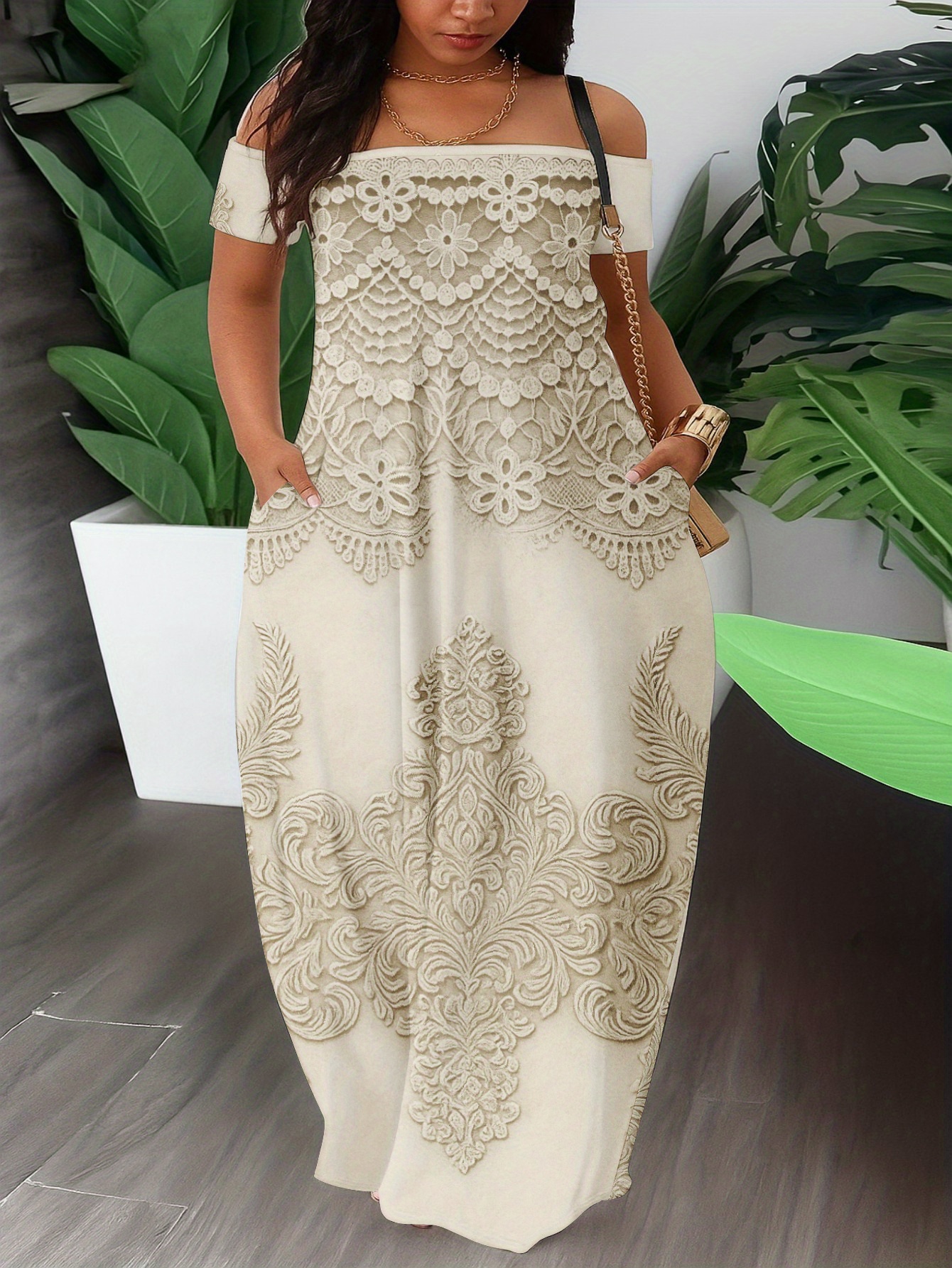 chinese dress ladies Zhyaj Boho Floral Lace Maxi Dress for Women 2024 Summer Loose V Neck Long  Sleeve Hollow Out Tassel Beach Dresses Casual Swing Flowy Linen Fall  Wedding Guest Dresses for Women,Beige,S at Amazon main image 0