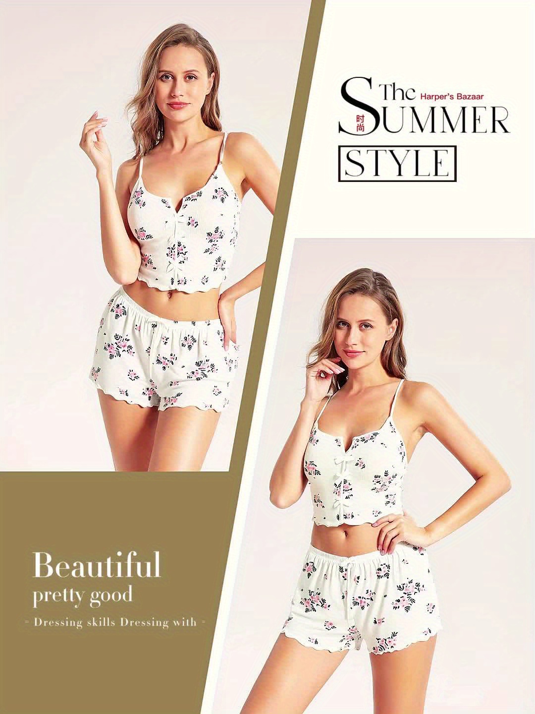 Conjunto de Dos Piezas: Camisón Sexy con Lazo y Pantalones Cortos Transpirable y Refrescante - Imagen 6