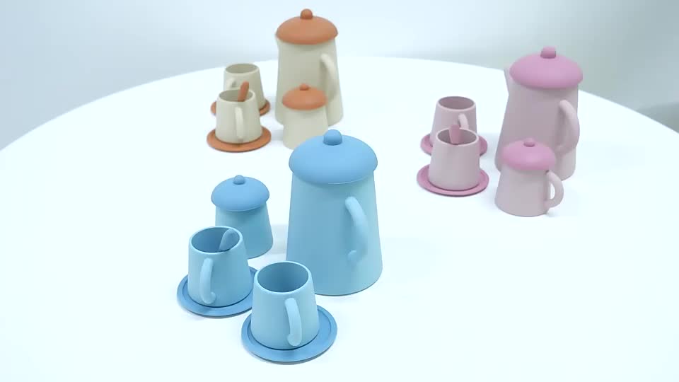 Pretend Play Plastic Toy Kitchen Utensils and tea set