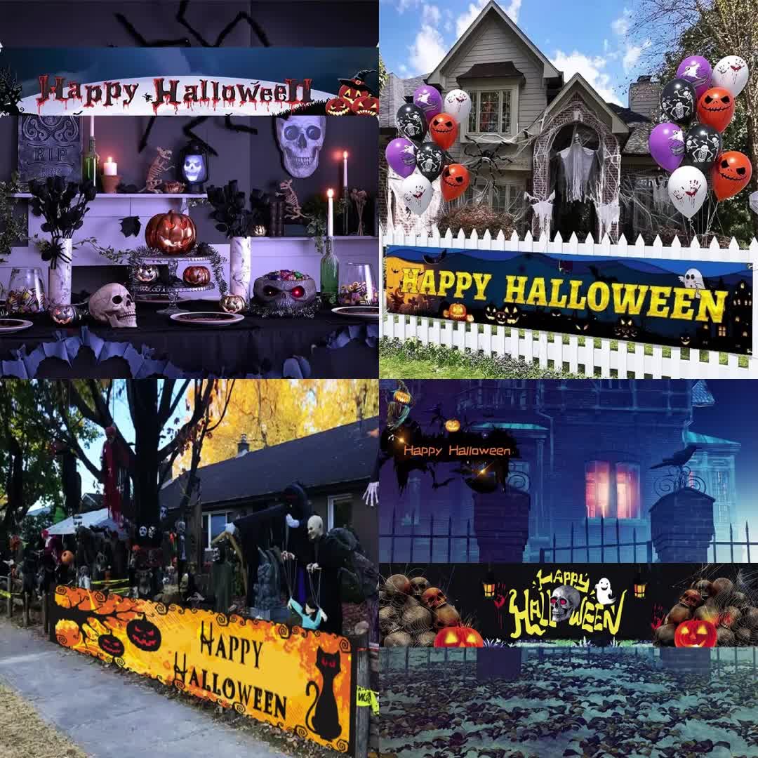 1pc Halloween Decorations Banner Scary Pumpkin Outdoor Flag
