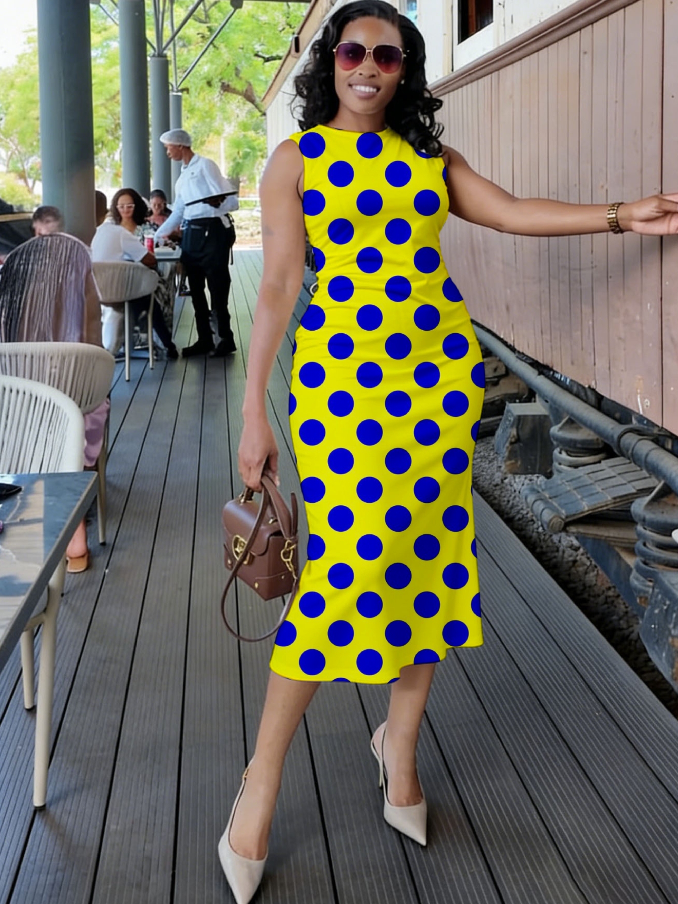beige stripe dress Hettie Button Maxi Color:Charcoal Black it brings a clean exclude2 Toperth Blue Striped Tie-Front