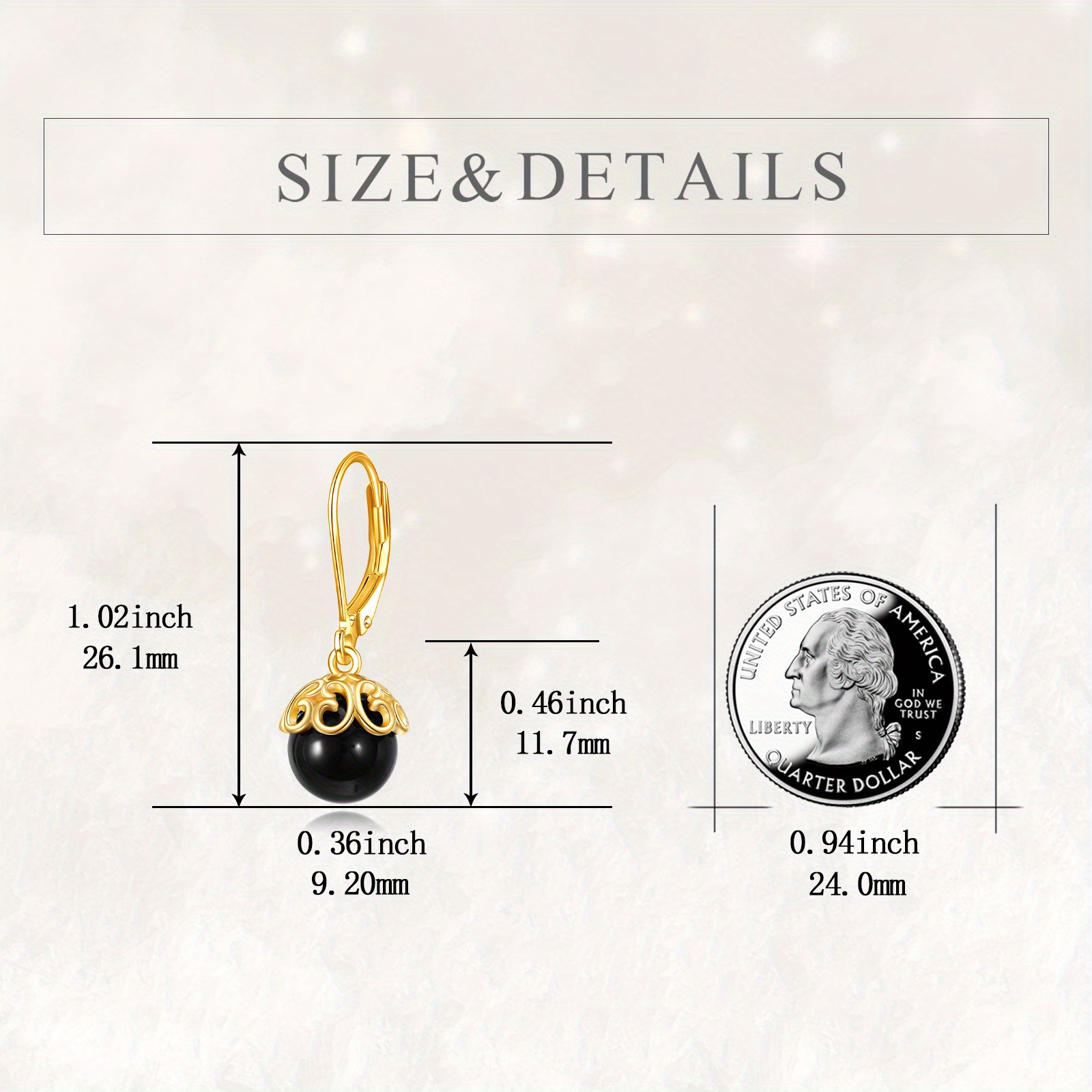 Women's Filigree Black Onyx Stone Drop Dangle Earrings, Elegant Style