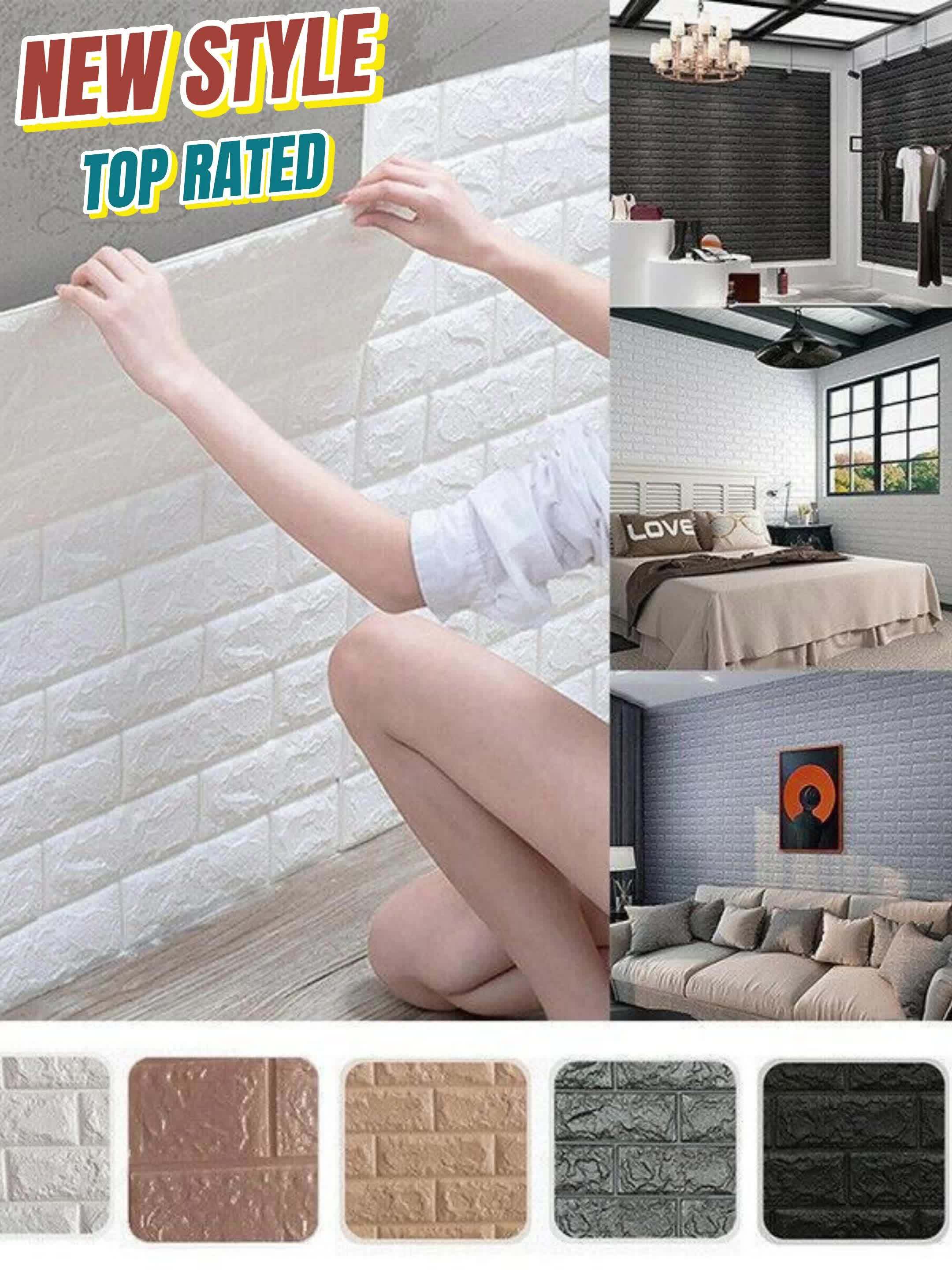 40/50/60 Pieces Diy 3d Foam Brick Pattern Wallpaper, 3d Foam Square  Waterproof Wall Sticker For Wall Background Bedroom Living Room, (Inch,  Color Optional)