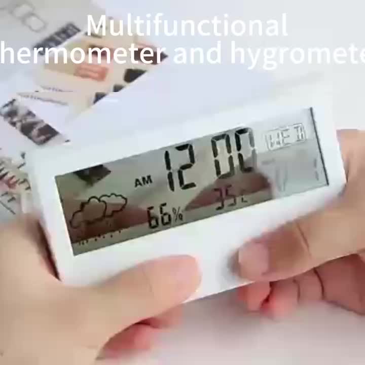 White Temperature Humidity Meter Clock Multifunctional - Temu