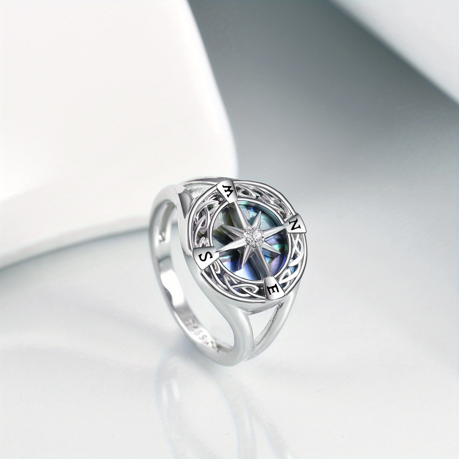 Sterling Silver Compass Graduation Ring for Women