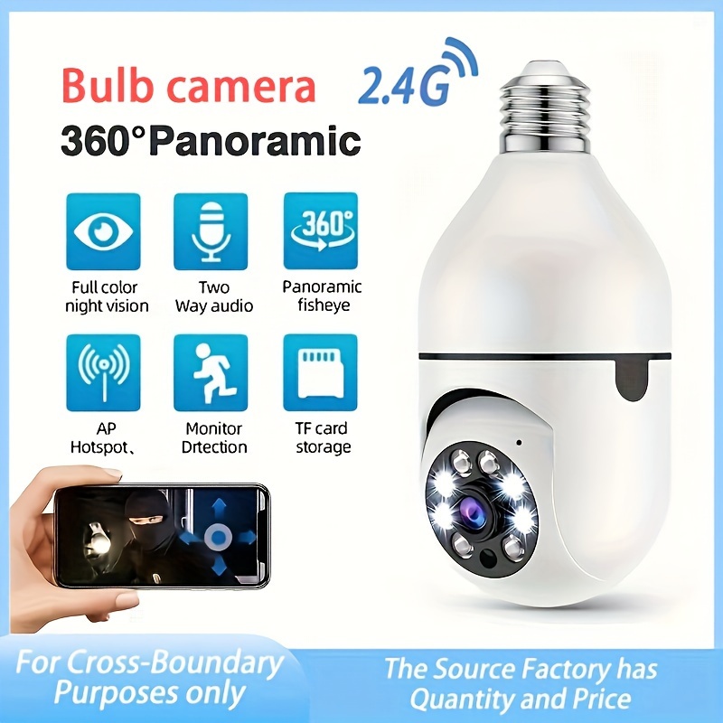 Foco Camara 360 Con Espia Oculta Vigilancia.Video WiFi Camaras Secretas  Wireless