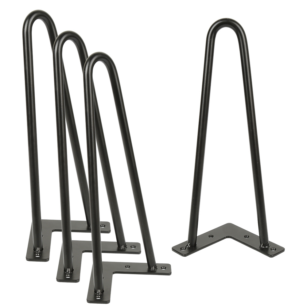 TEMU Une collection de pieds de style industriel pour tables basses, comprenant des pieds de pince à cheveux de 30 cm en métal noir, idéaux pour les