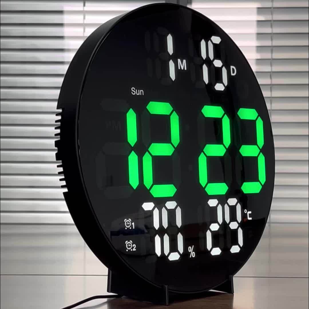 Spardar Reloj de pared digital de pantalla grande de 10 pulgadas con  control remoto, temperatura, humedad, fecha, semana, temporizador, 12/24H,  brillo