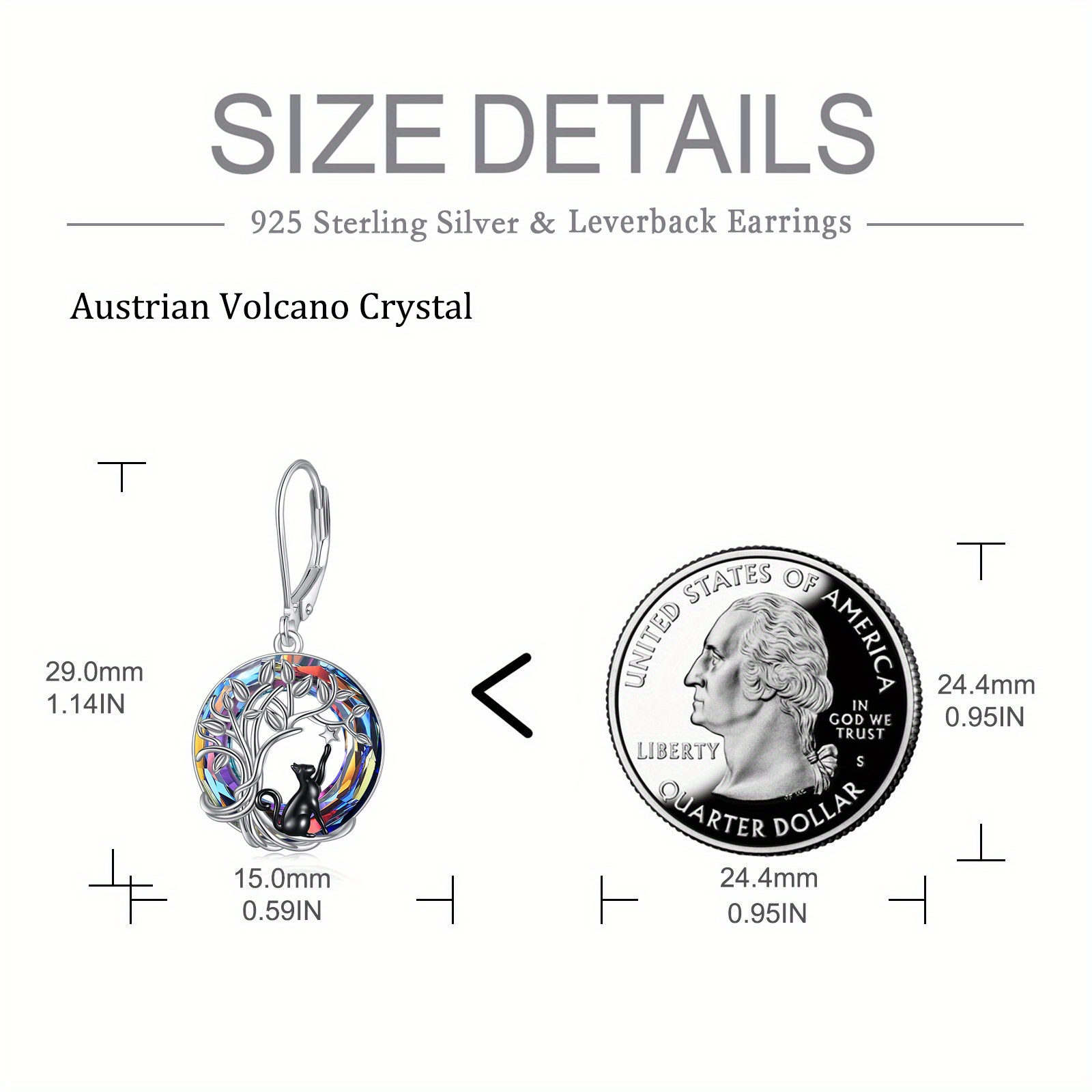 black cat earrings for women 925 sterling   of life leverback dangle earrings with volcano artificial   jewelry gifts for birthday Product details 2