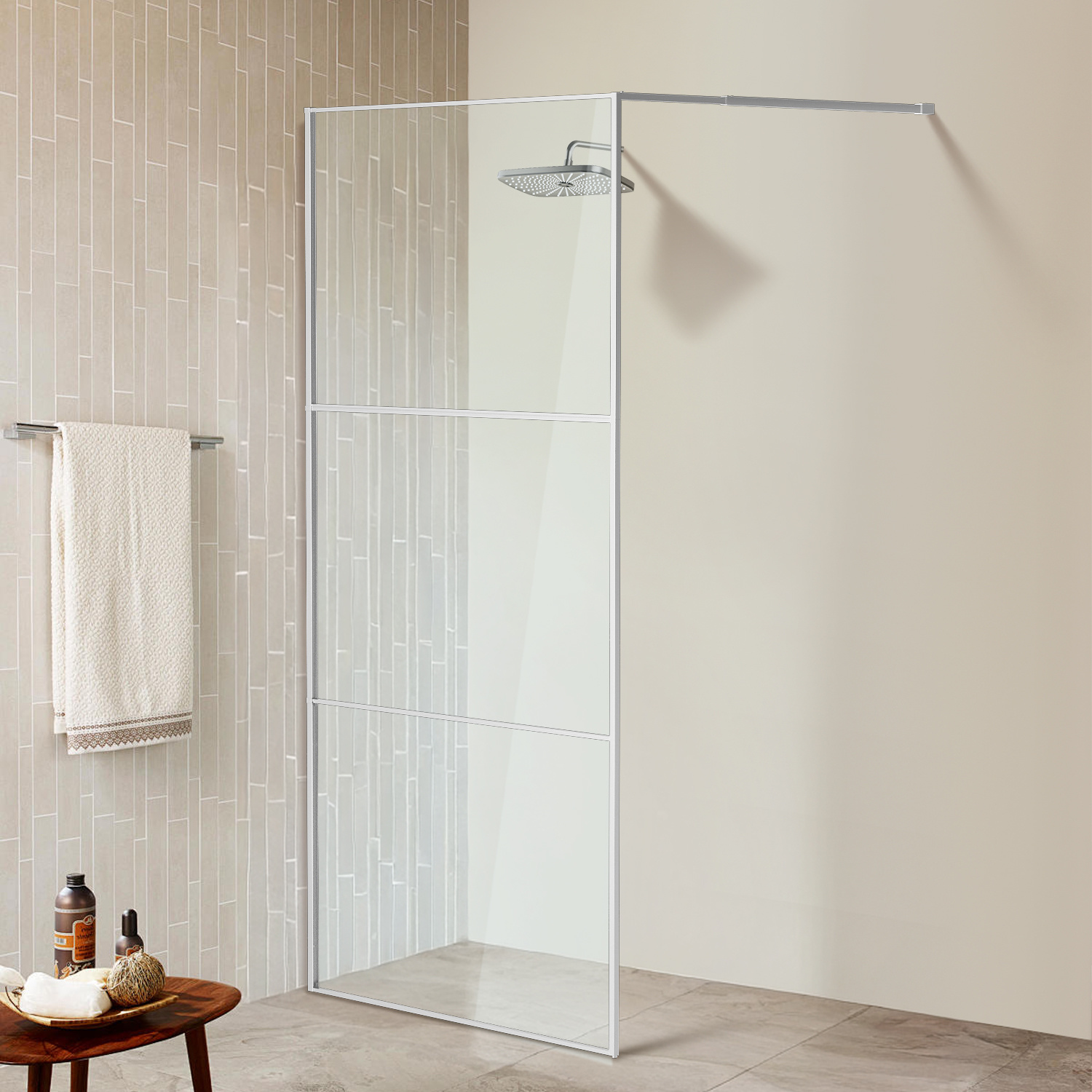 Shower Screen 100 X 200 Cm, 5mm Esg Safety Glass, Left Or Right Installation