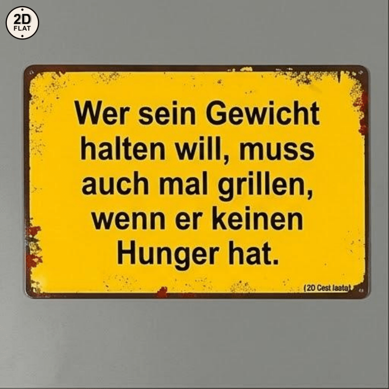 Image of 2d Flat - 1pc Metal Sign. German Weight Loss Bbq Humor Quote Perfect For Home, Office, Bar, Or Garden Decor 20x30cm 2d Flat