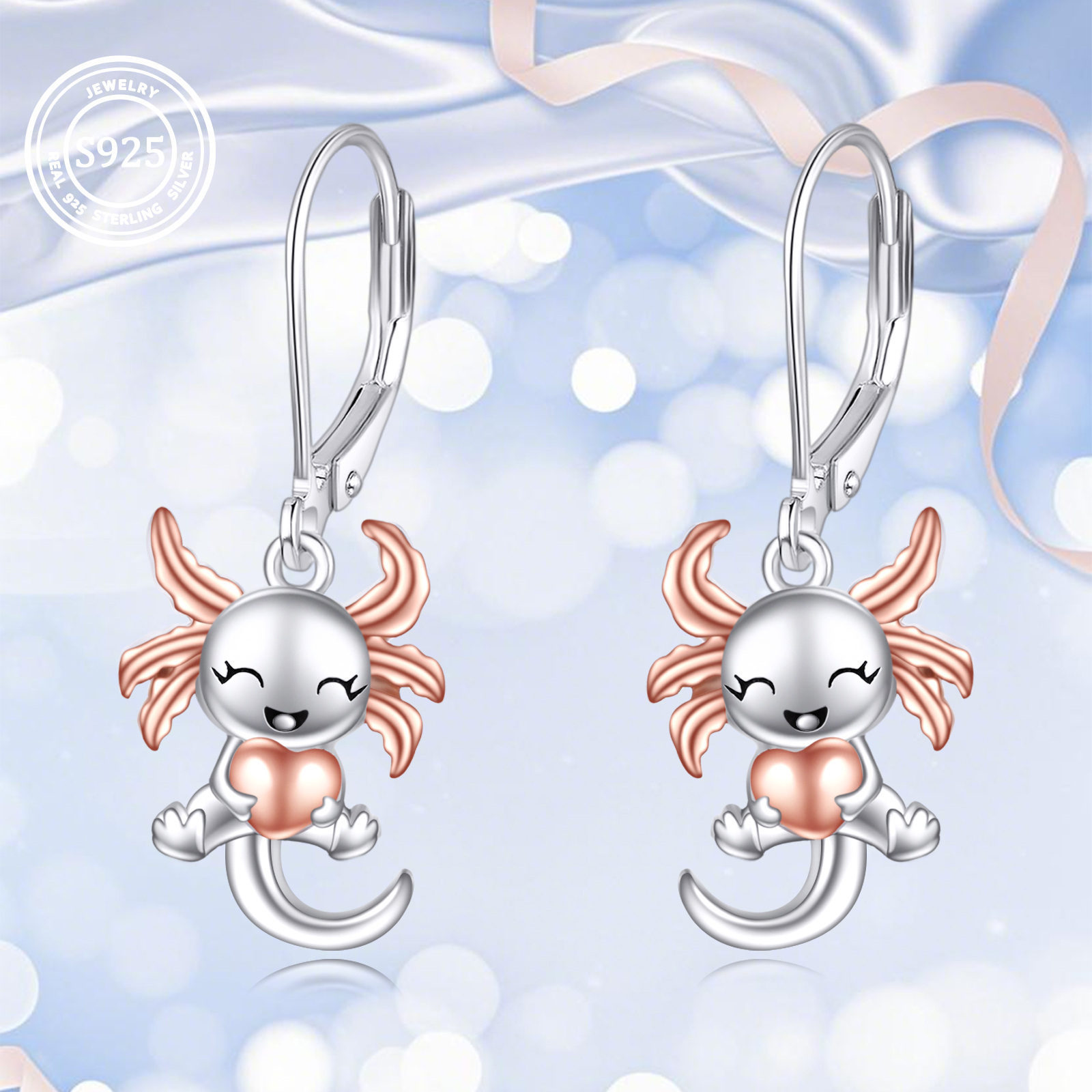Axolotl Ohrstecker Aus 925 Sterling Silber – Niedliches Tier-Motiv, Nickelfrei, Für Empfindliche Haut – Perfekt Als Geschenk