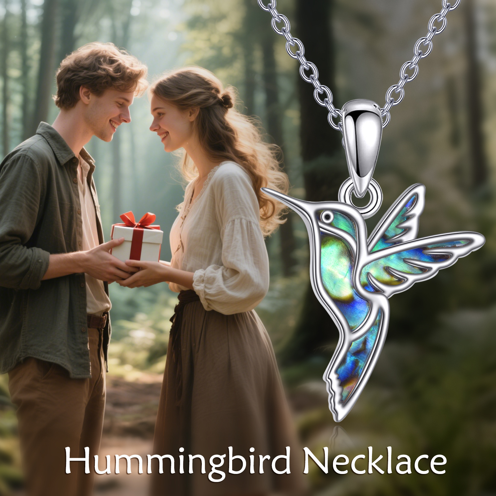 Women's Delicate Hummingbird Necklace in Sterling Silver
