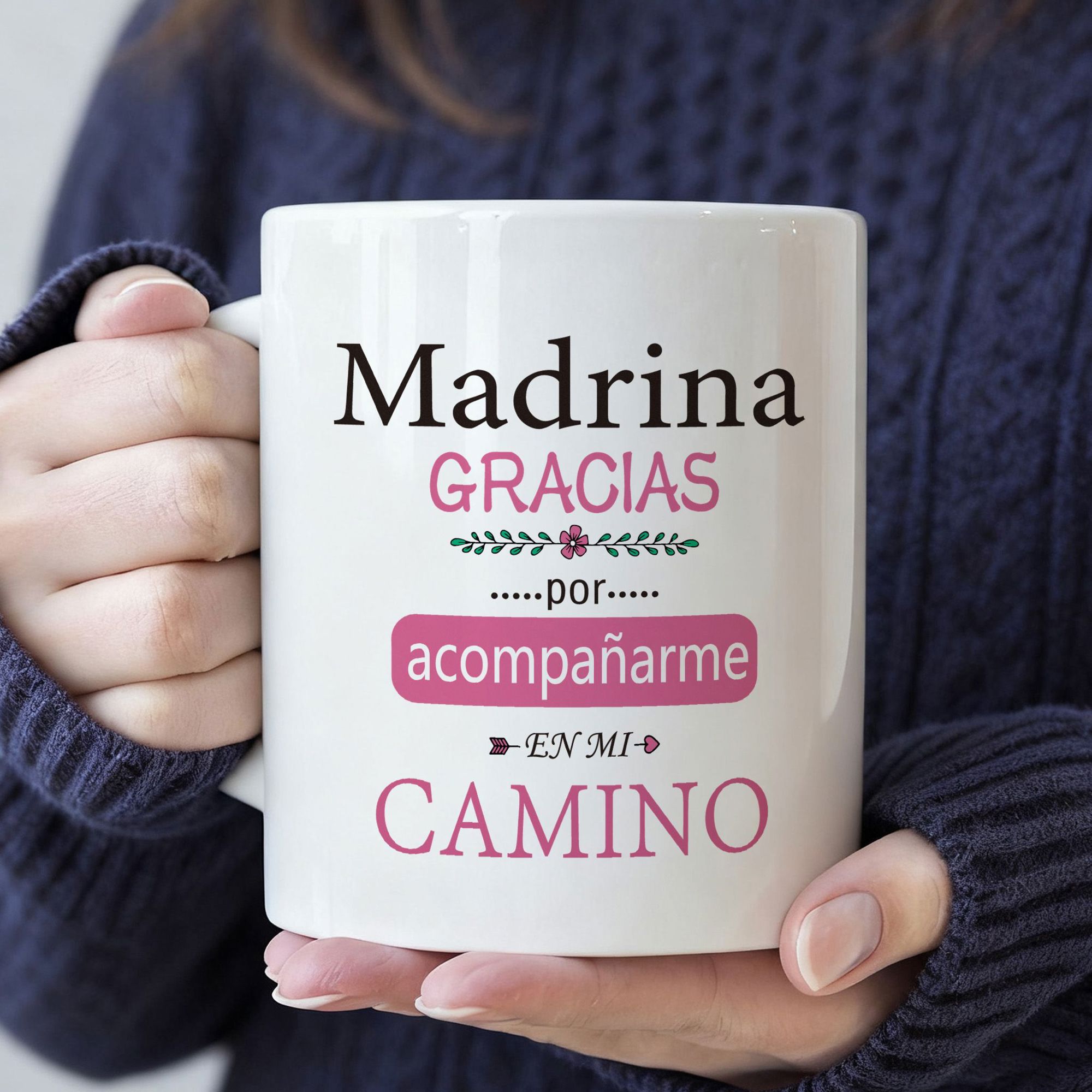 TEMU 1pc Ceramic Coffee Mug With "godmother Thank You Spanish Quote Double Sided Print" Design, Coffee Cup, Dishwasher Safe, Perfect Gift For ,