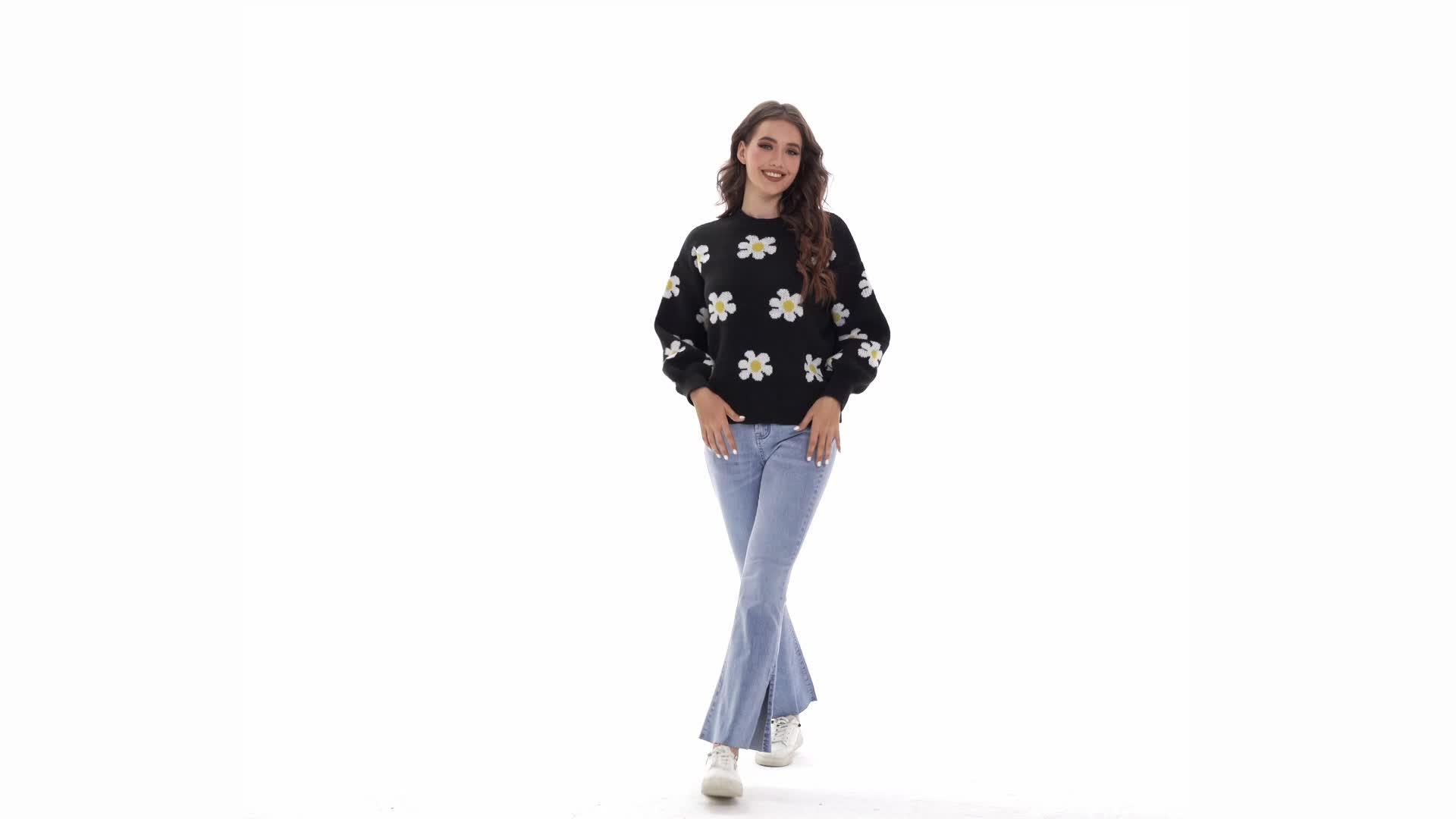 Floral Print Sweater Long Sleeve Pullover Women's Clothing