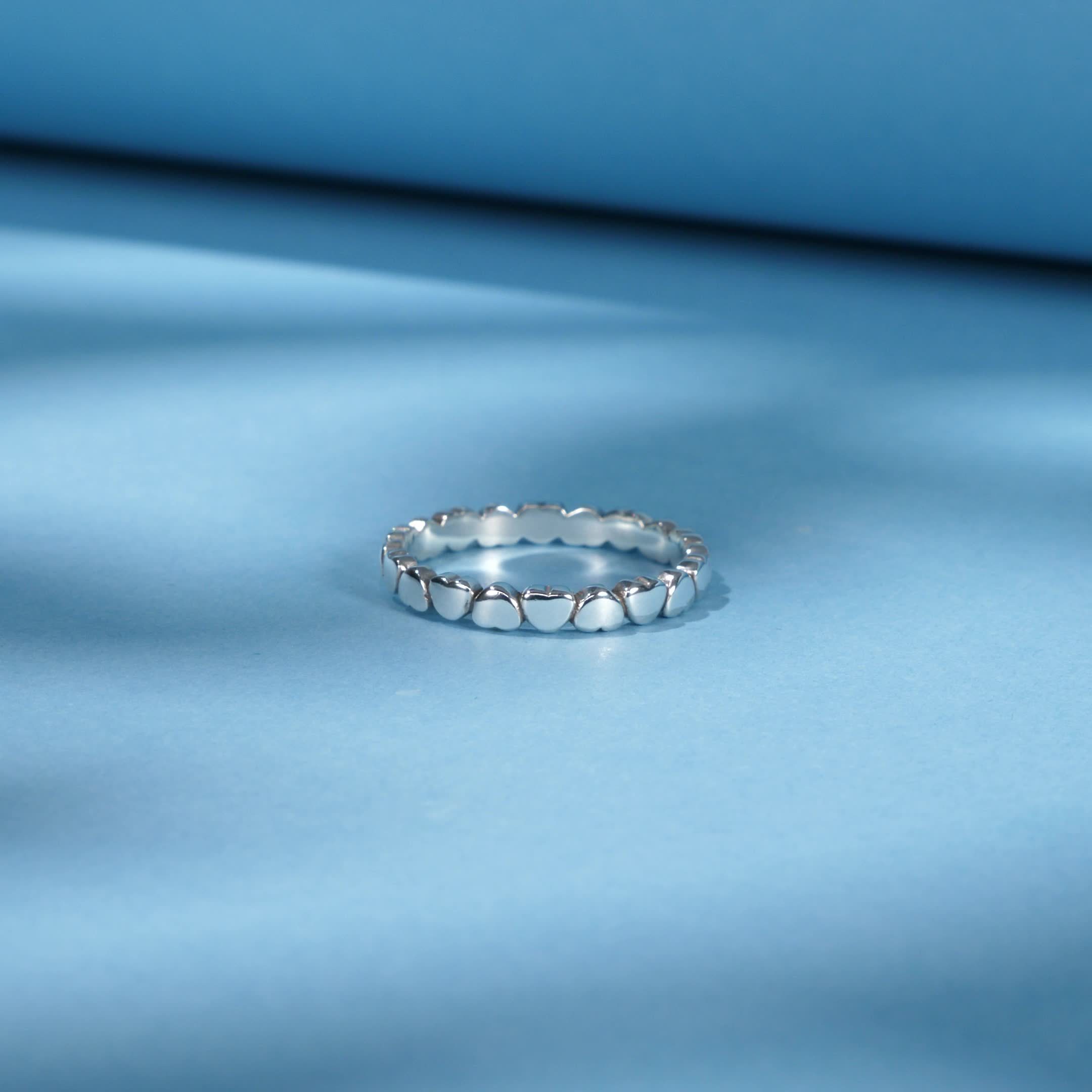 S925 Silvery Full Heart Ring Japanese Version Versatile Ring