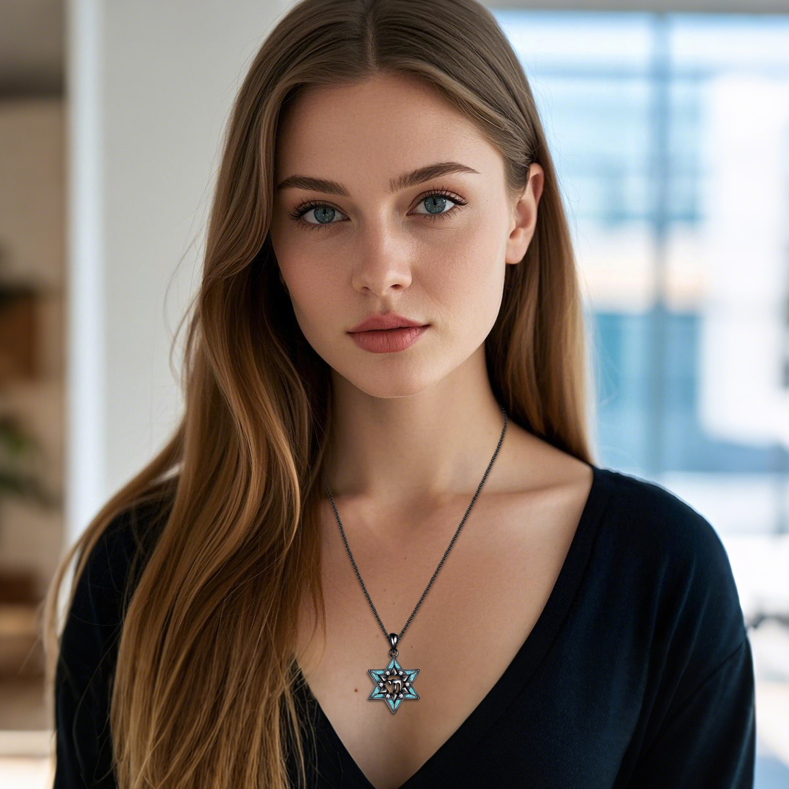 Star of David Sterling Silver Hebrew Pendant Necklace