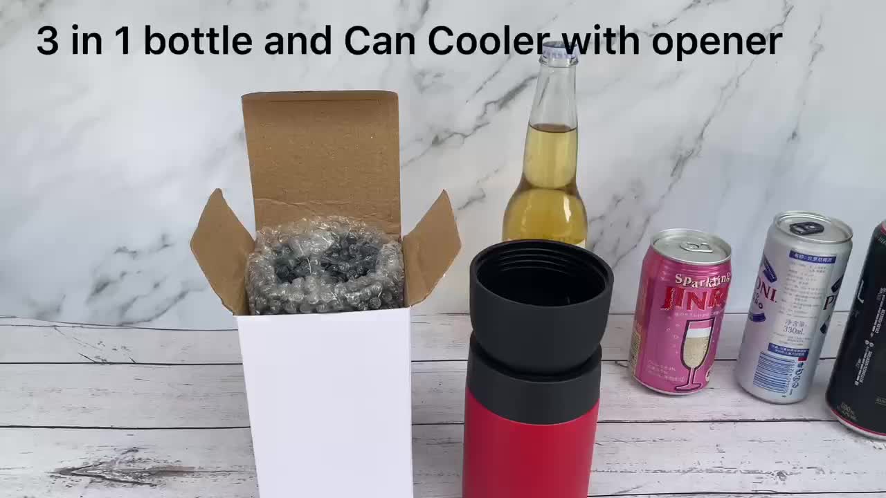 Beer Bottle Insulator Can Cooler With Bottle Opener, Stainless Steel 1 Slim Can  Bottle Insulators Holder, Vacuum Insulated Double Walled Stainless Steel Can  Cooler - Temu