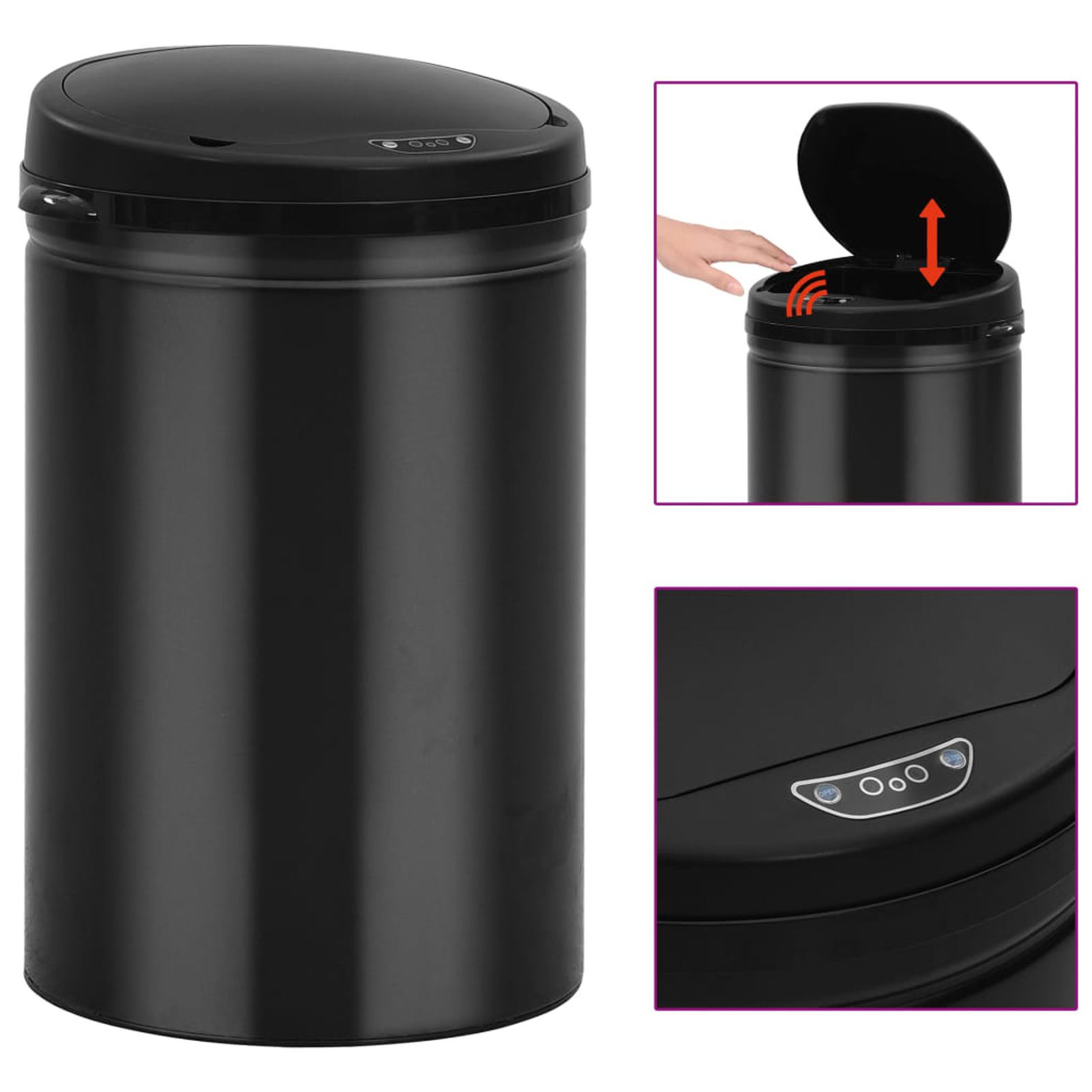 

1pc 30l Carbon Steel Trash Can, Automatic Sensor Garbage Bin, Plastic Waste Basket For Kitchen, Living Room, Office - No Electricity Needed, Storage Supplies