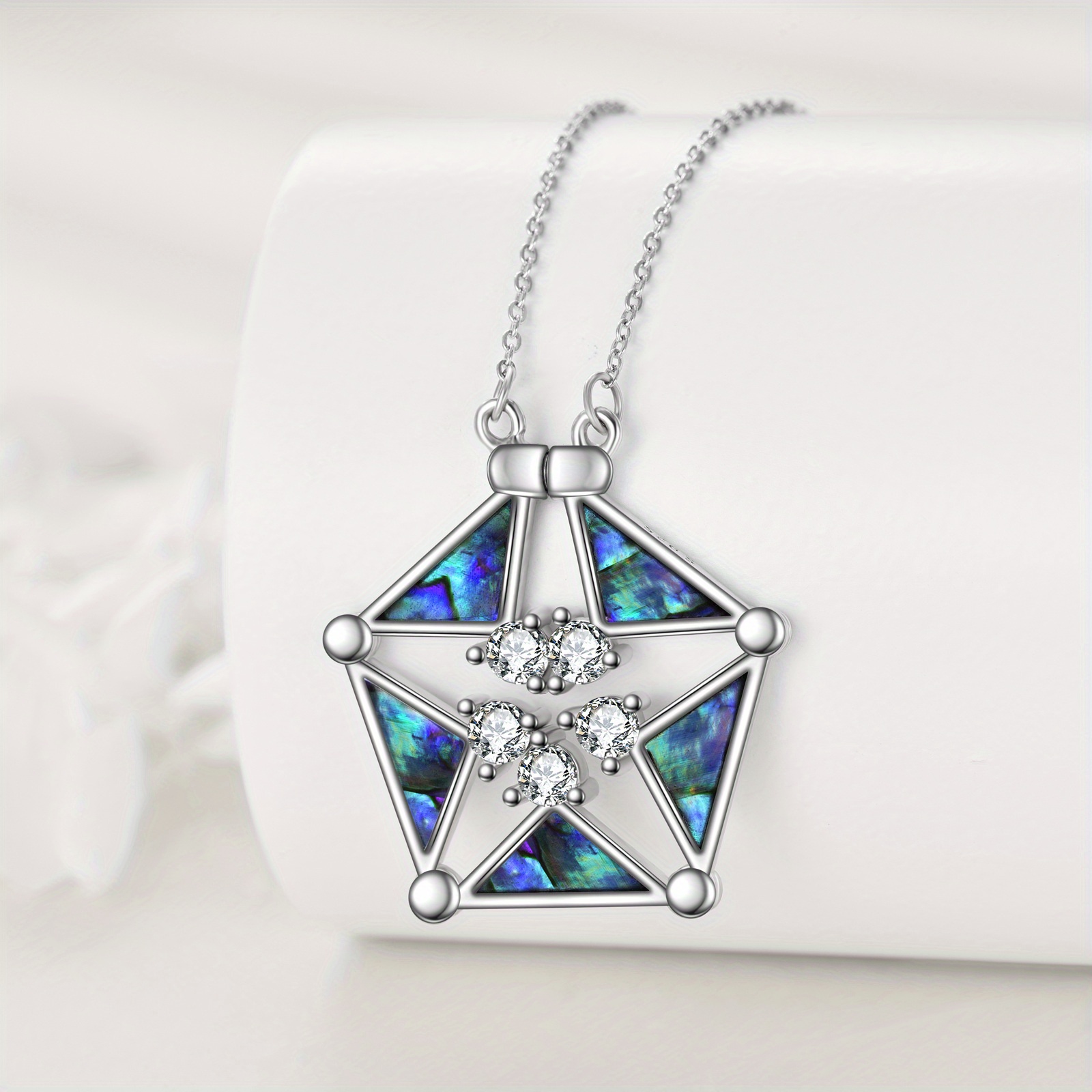 Sterling Silver Abalone Shell Pentagram Necklace