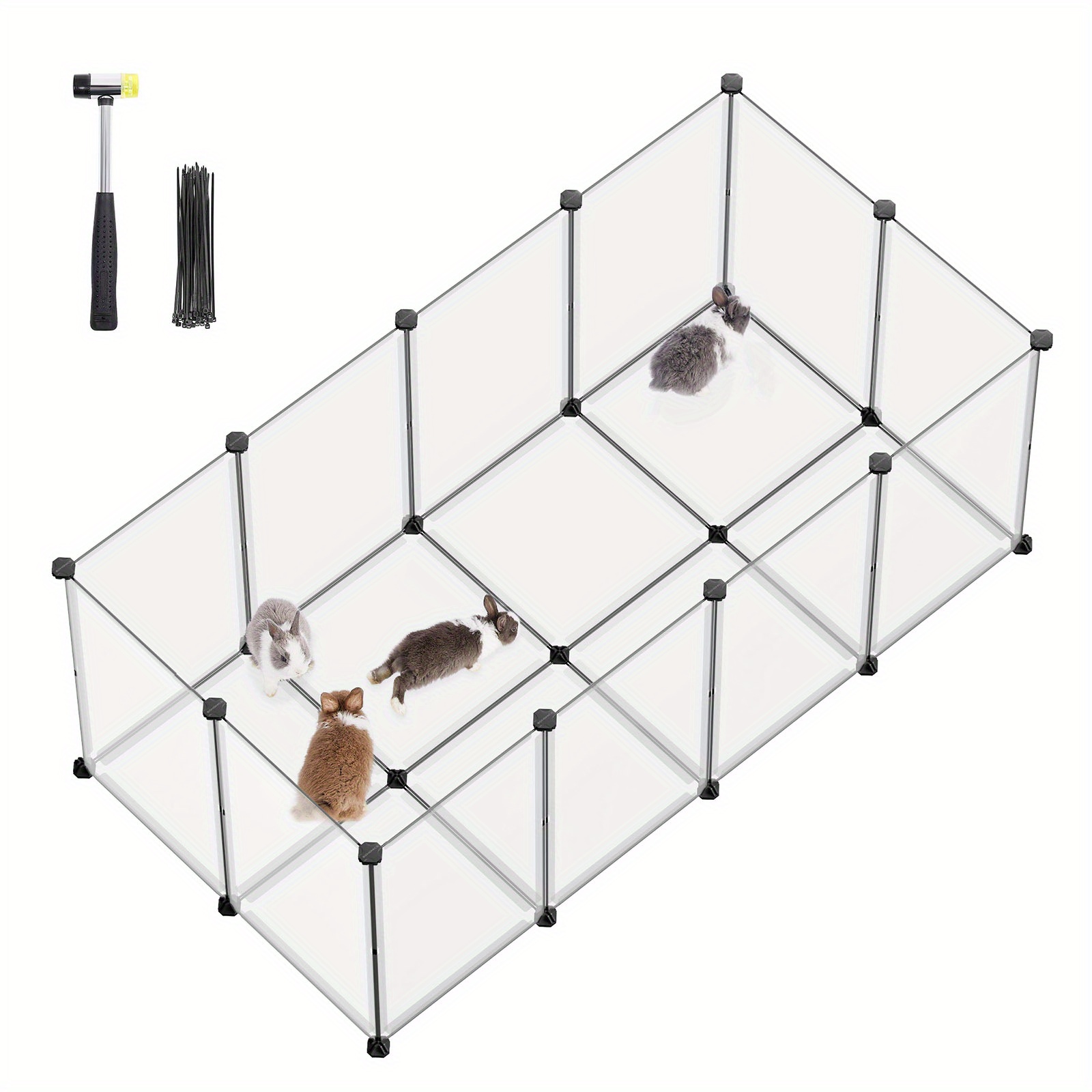TEMU Parc pour animaux de compagnie avec sol, clôture d'intérieur pour animaux, enclos pour petits animaux, 57.1 X 28.3 X 22.4 pouces
