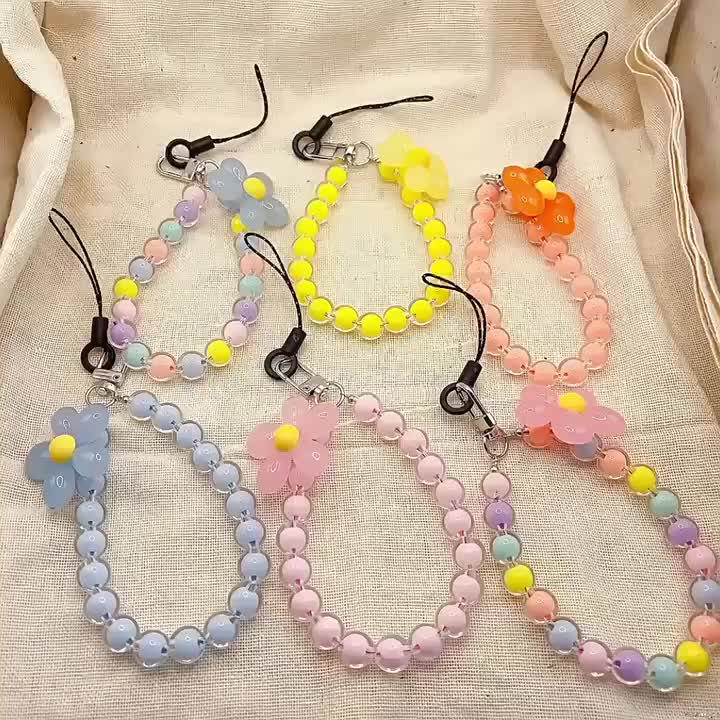 Rinhoo Phone Chain Hanging Beads Pendant Mobile Strap Lanyard Colorful  Decoration Phone Cord Rope, Type 5 