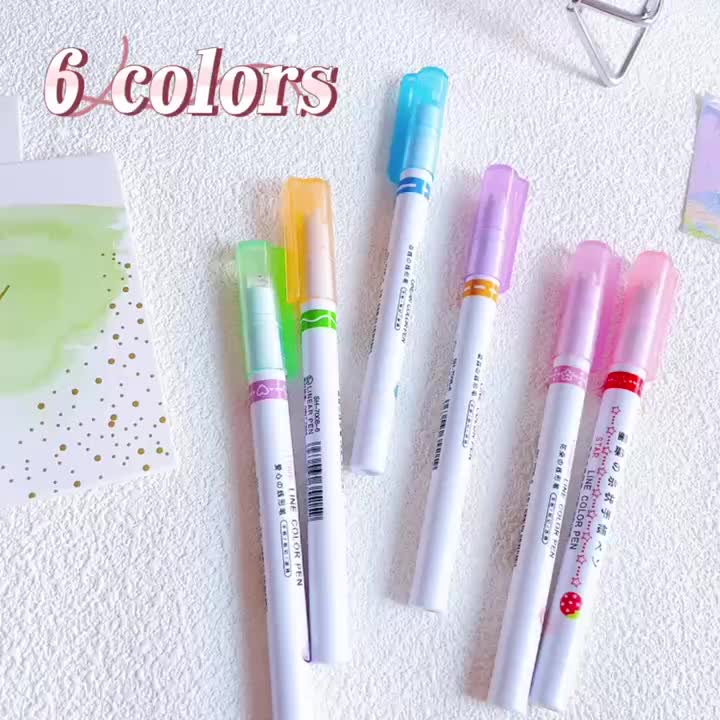 AOROKI 12 Colored Curve Highlighter Pen Set, 10 Different Shapes