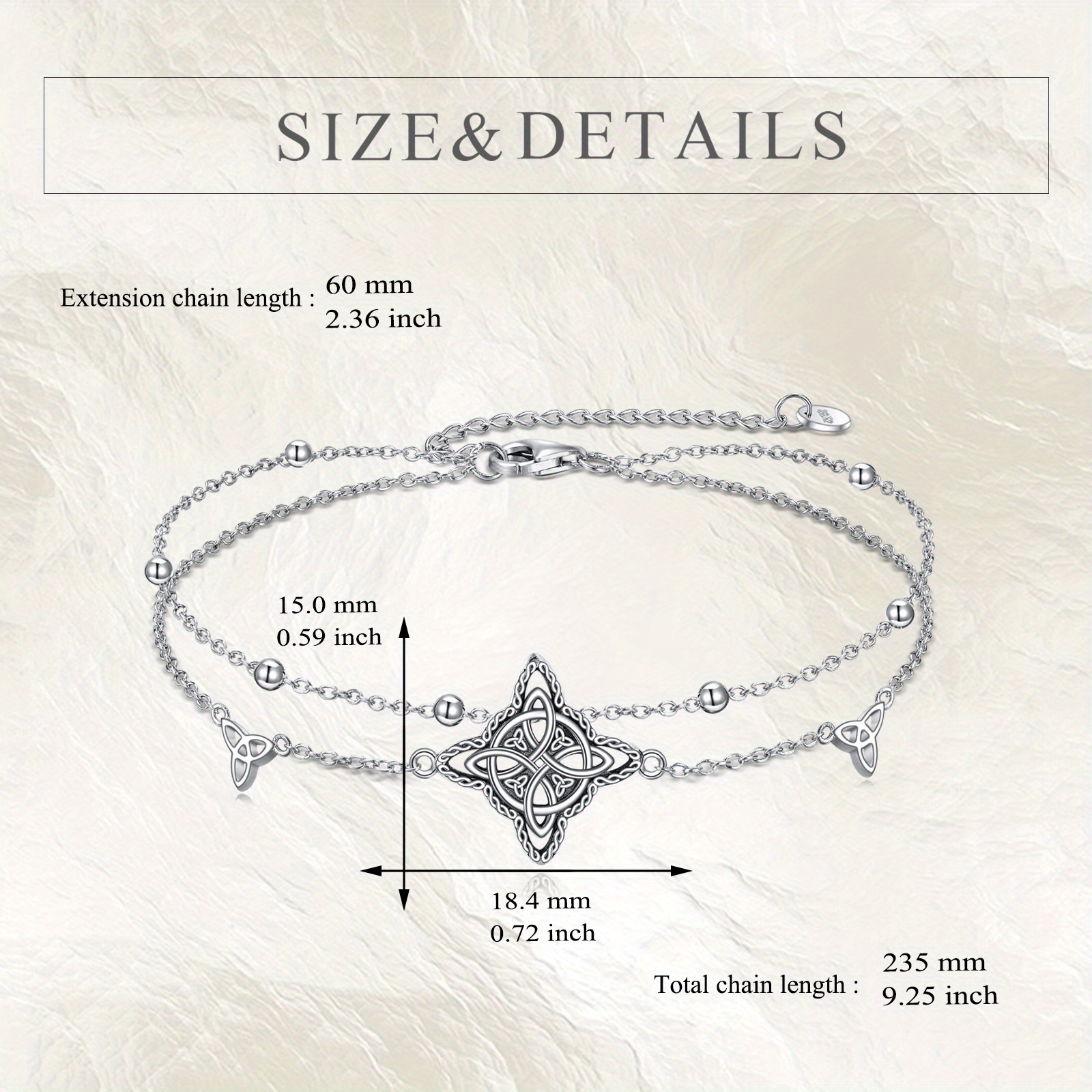 Witches Knot Bracelet Sterling Silver Celtic Knot Charm Bracelet Gift
