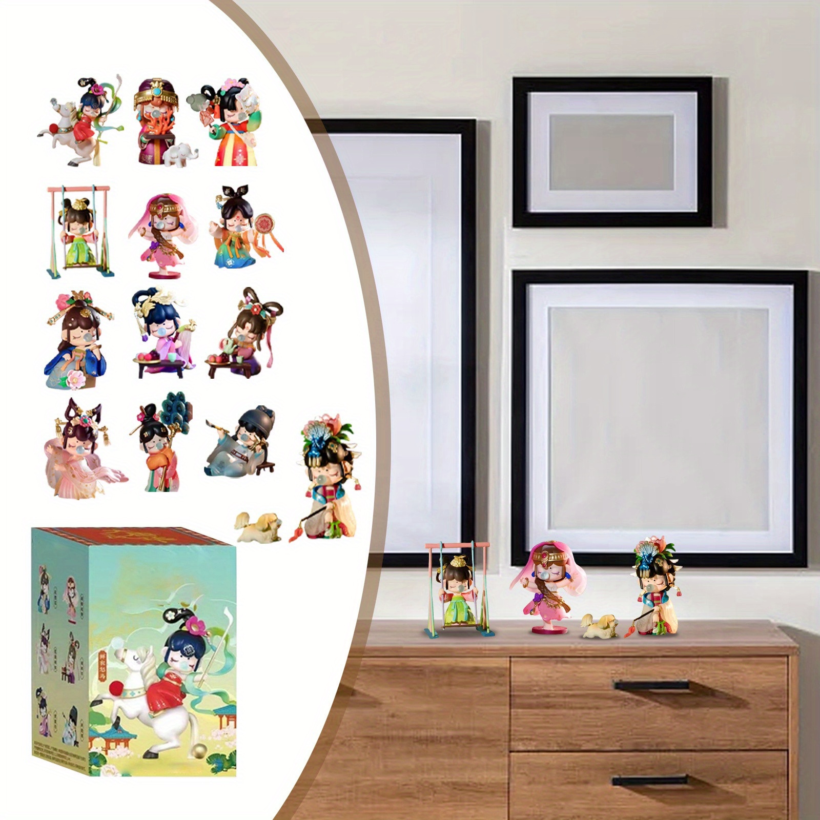 TEMU Random Surprise Tang Series Dolls - Traditional Chinese Cultural Collectible Figurines With Vibrant Colors, Durable Plastic , No Electricity Needed For Home Office Desk Decor