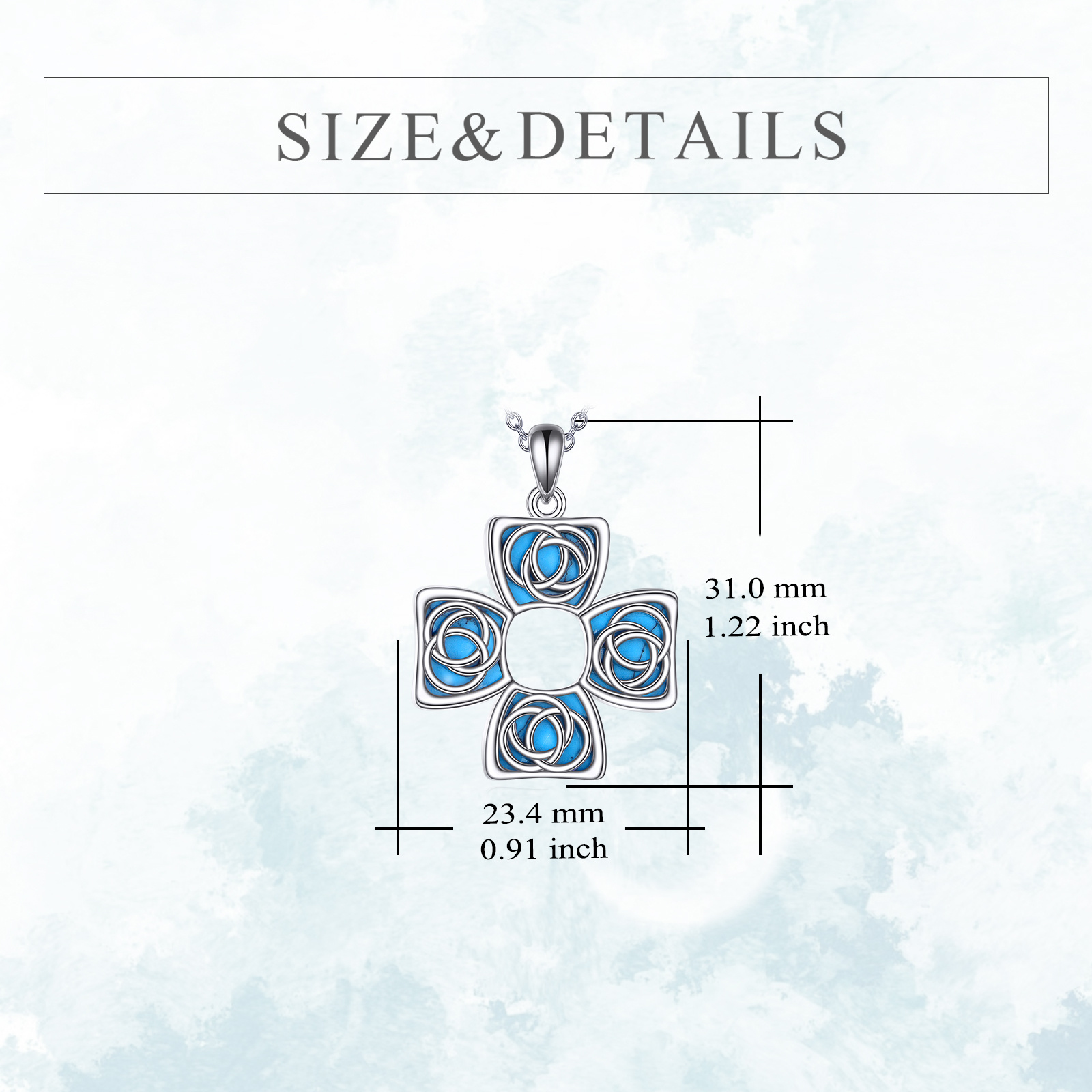 Women's 925 Sterling Silver Celtic Knot Cross Necklace — Turquoise Pendant