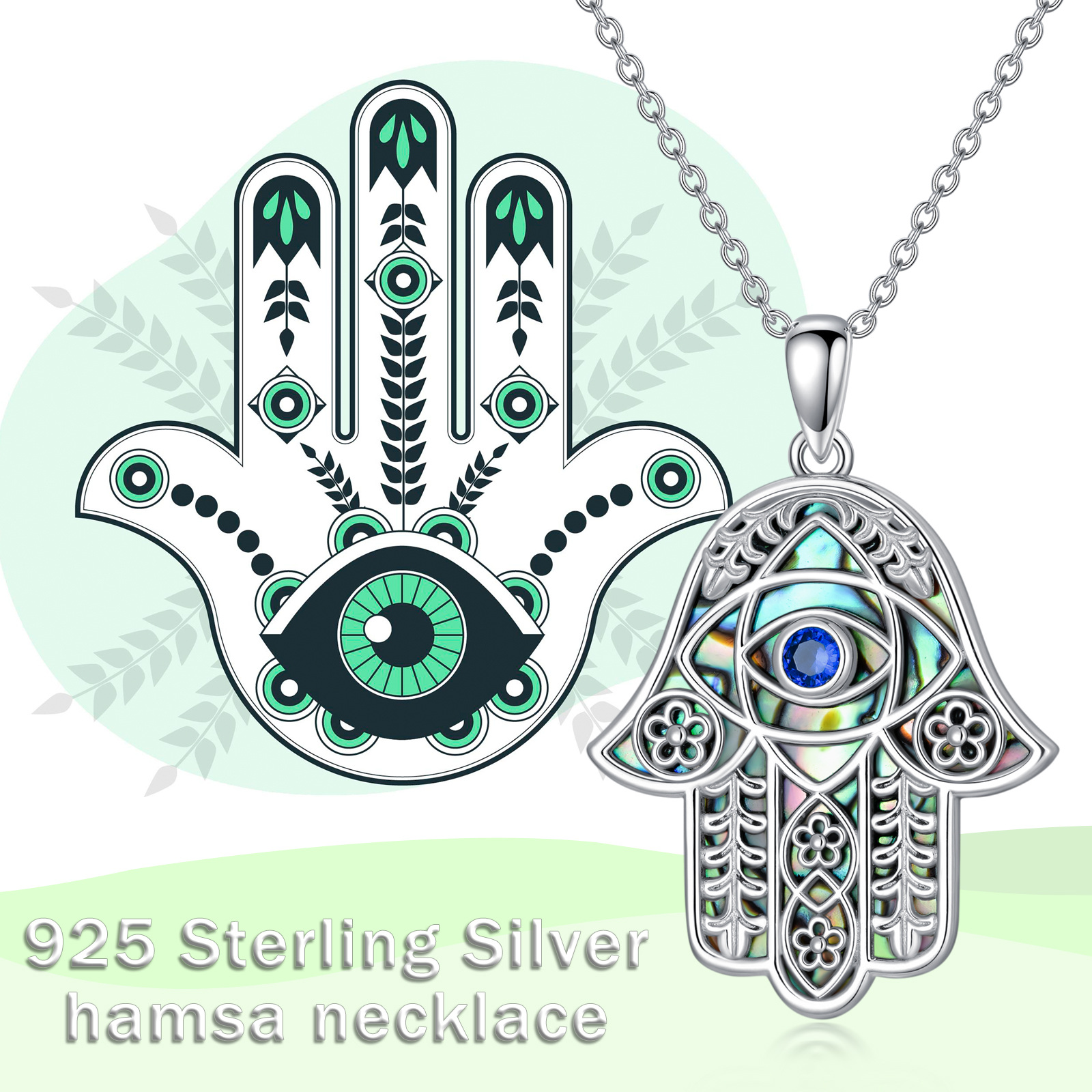 Women's Hamsa Hand Evil Eye Pendant Necklace, Elegant Gift