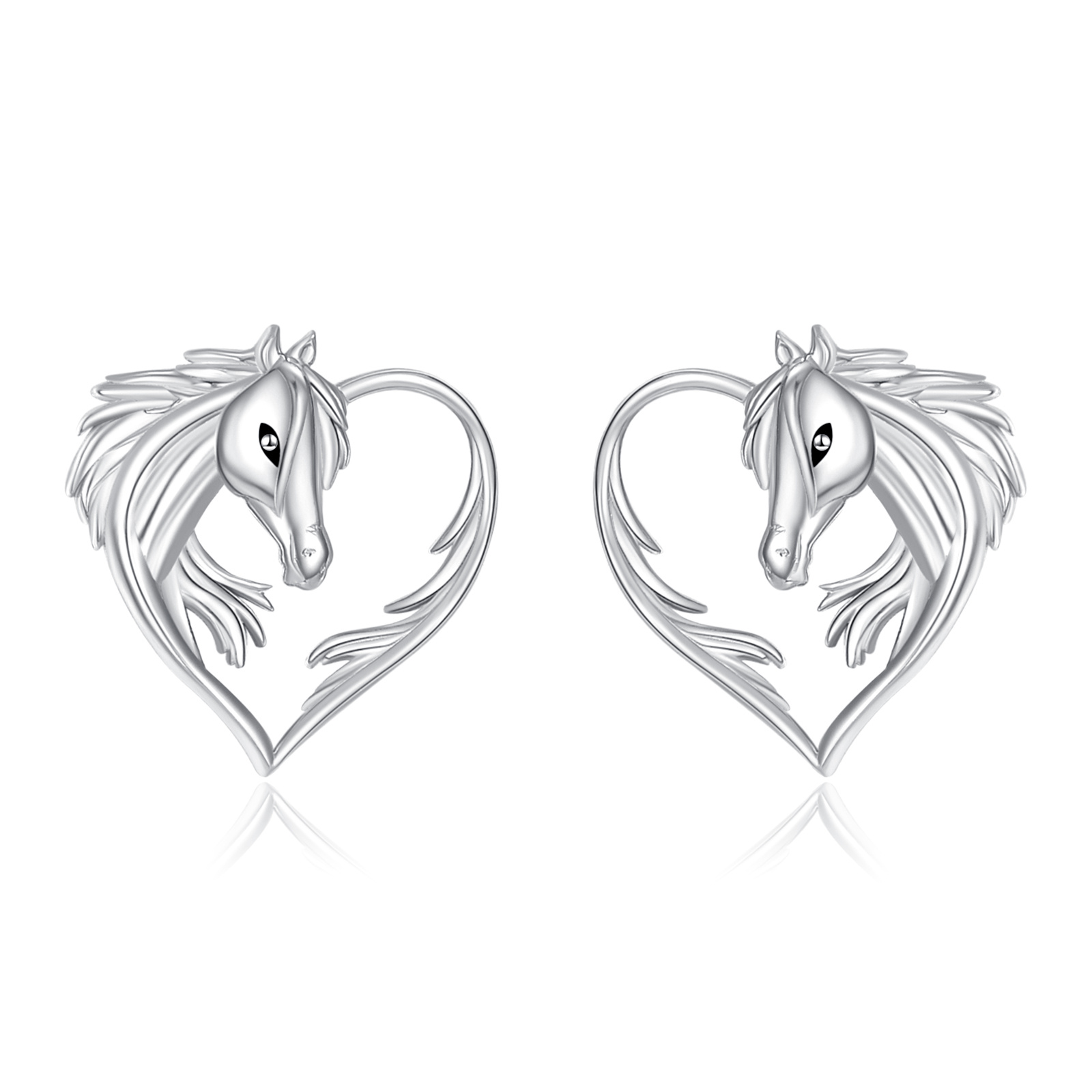 Image of 925 Sterling Silvery Horse Earrings For Casual Attire By Men And Women; Birthday Presents; Christmas Gifts; Meaningful Gifts; Perfect For
