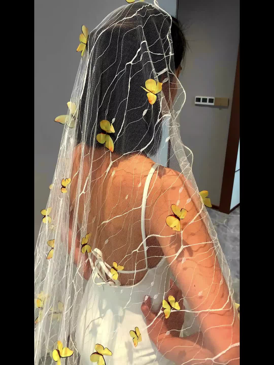 Custom Made Butterfly Applique Tulle Wedding Veil With Butterflies With  Comb Elbow Length Two Layer Bridal Accessory From Newdeve, $36.5