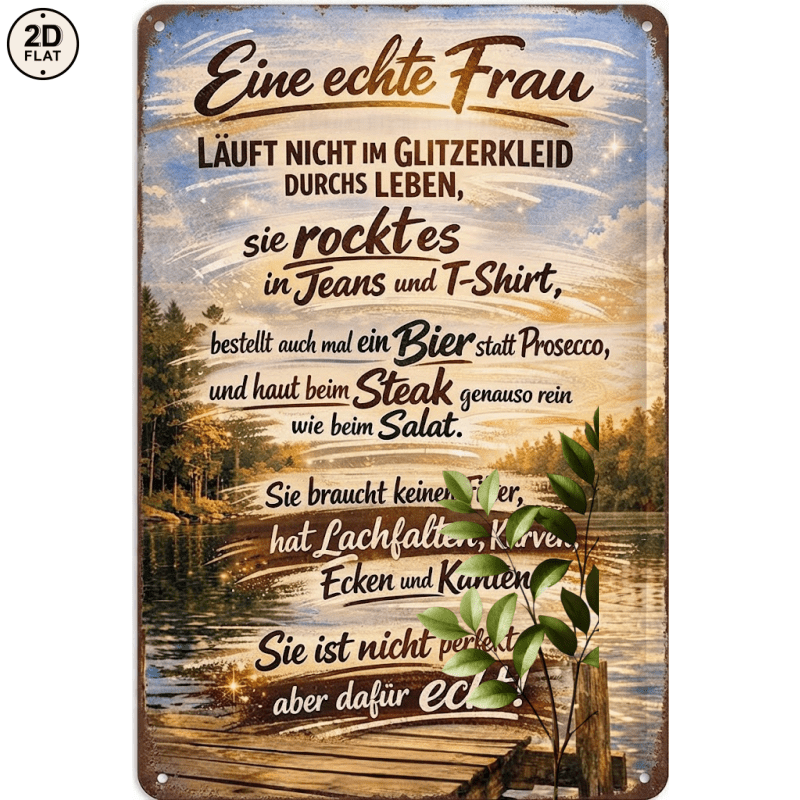 Image of 2d Flat, [2d Flat] 1pc Metal Sign. Vintage Lake Sunset Funny German Quote About Metal Tin Sign Decor Perfect For Home, Office, Bar, Outdoor Decor 20x30cm 2d Flat, 2d Flat