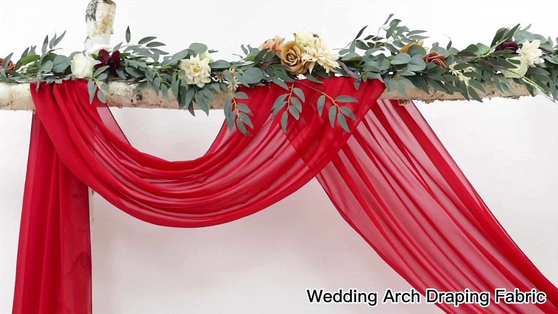 Ling's Moment 2 Panels 20ft Red Wedding Arch Chiffon Draping Fabric, Sheer Hanging Drapes Arrangement for Wedding Ceremony Reception Backdrop