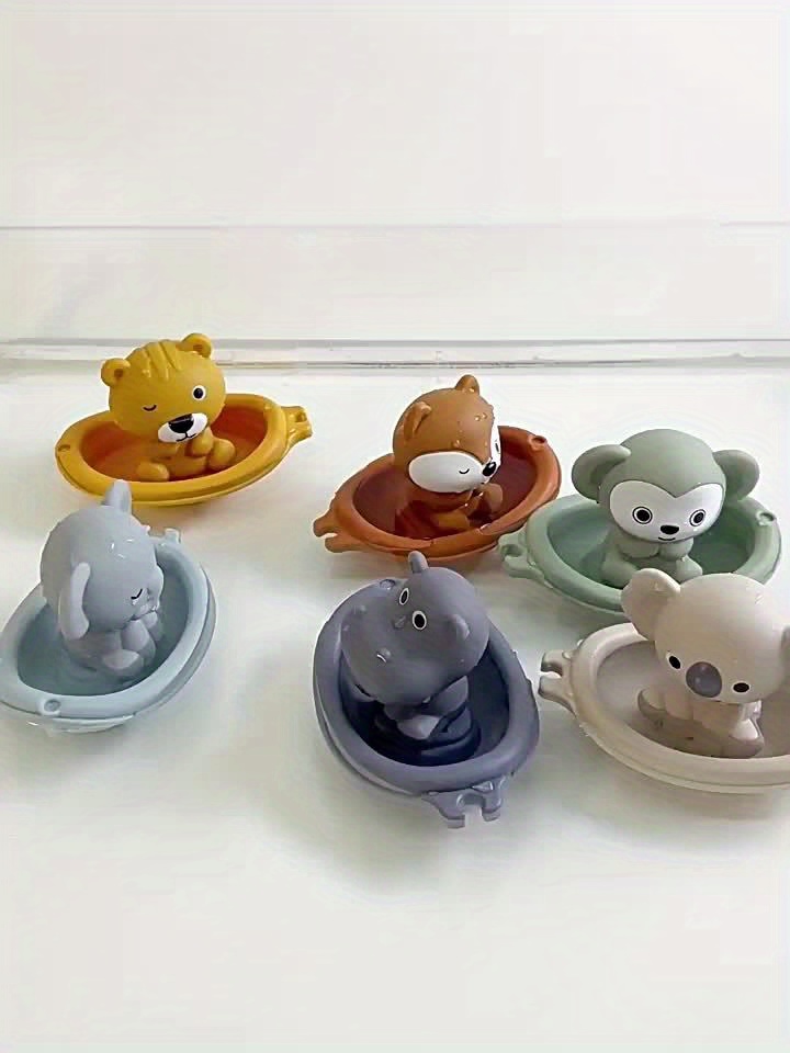 3pcs Kids' Floating Boat Toys Stackable ABS Plastic Animal Designs