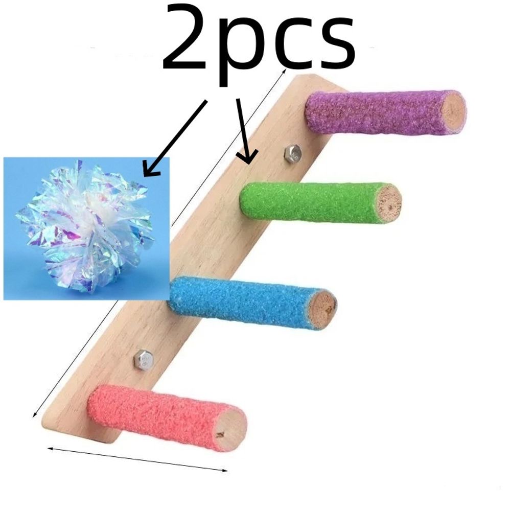 TEMU 2pcs Set, Additions In Random Colors. Bird Sanding Perch Pole, And Beak Chewing Perch Stand, Turquoise Budgerigar Wooden Stick Toy, Cage Perch