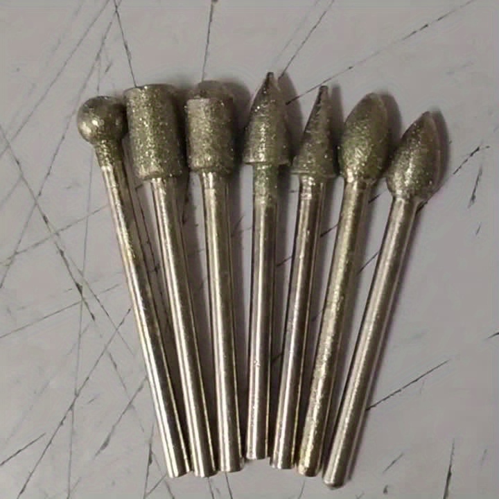 20pcs Diamond Grinding Heads Mini Bit Rotary Drill Tool Burrs 3mm Shank