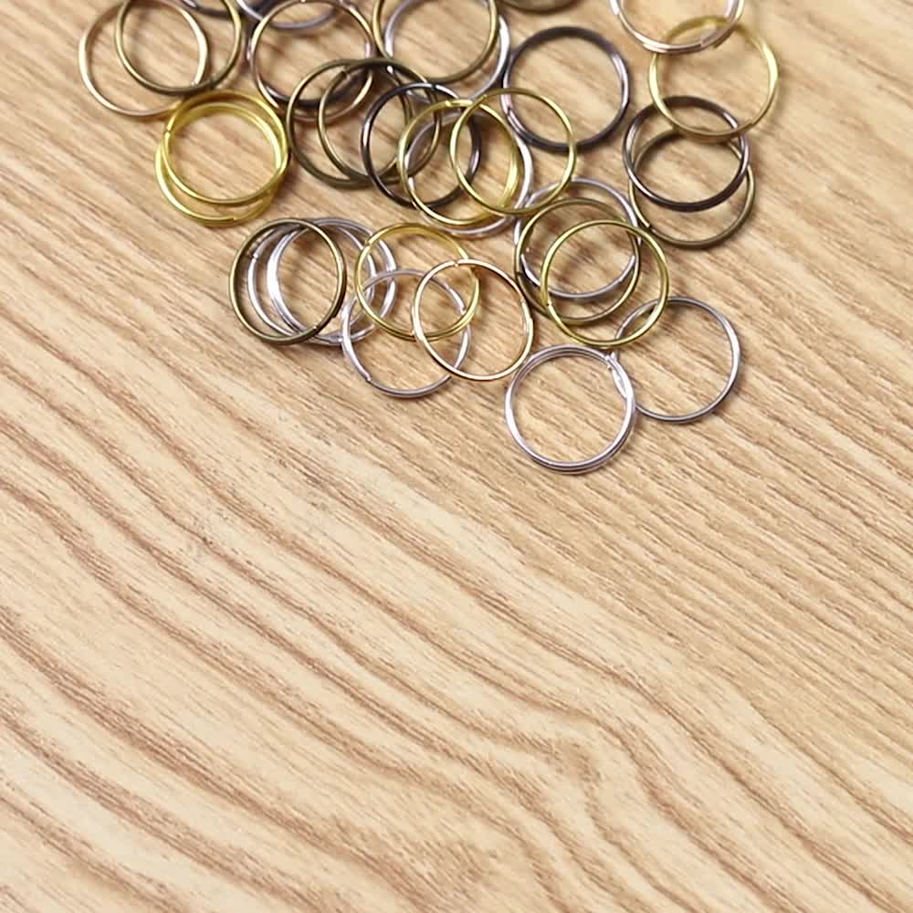 Twone Metal Split Keychain Ring Parts - 50 Key Chains with 25mm Open Jump Ring and Connector - Make Your Own Key Ring