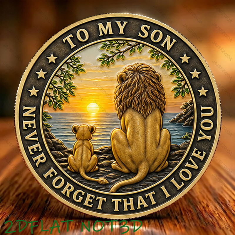 TEMU 2d Flat Dad To Son Milestone Gift Commemorative Souvenir Pattern Details Collectible Figurines Replica