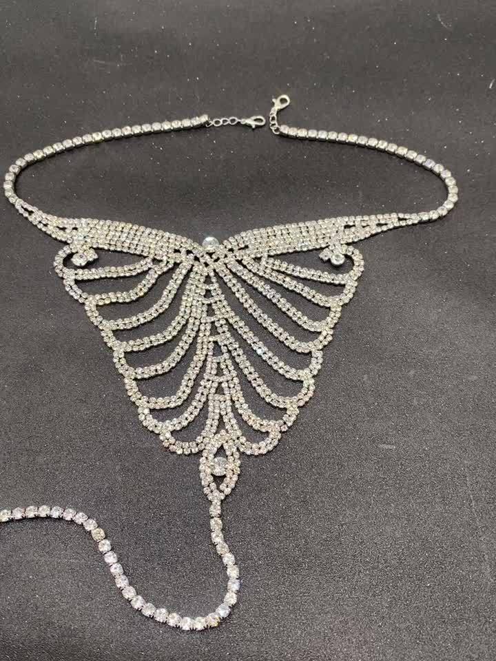 Sexy Rhinestone Thong Underwear Chain/ Leg Waist Chain Shiny Lingerie  Decoration Chain