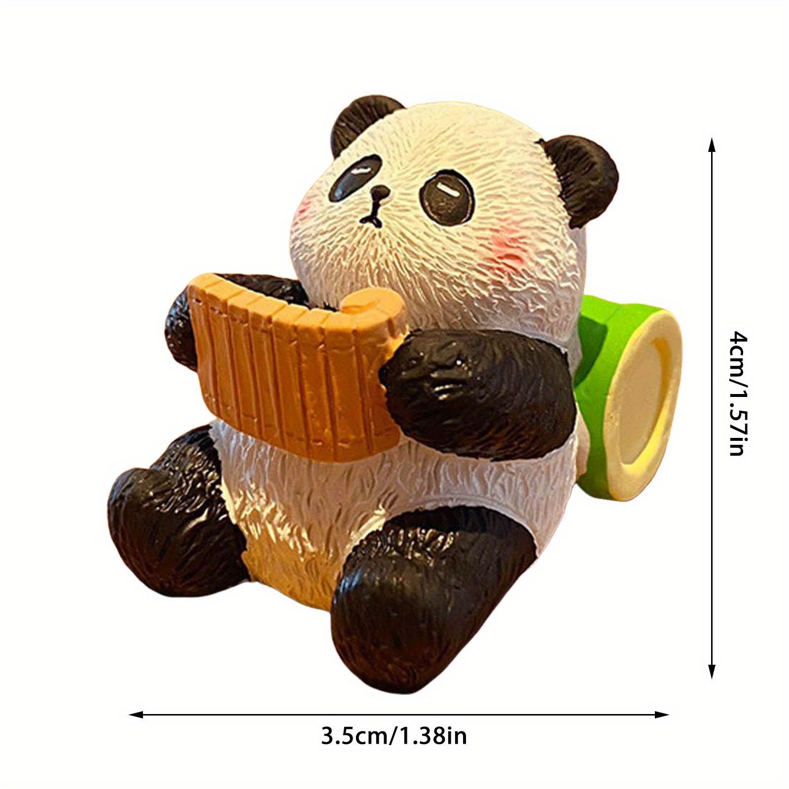 Figurine décorative de bureau en résine panda mignon pour chambre d'anniversaire 6 pièces détails 0