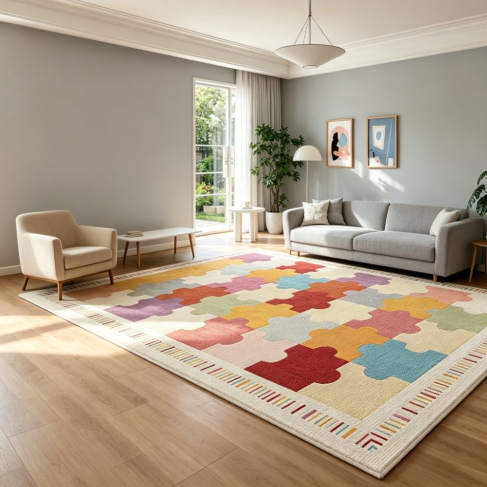 large jumbo colorful puzzle rug suitable for living room soft velvet carpet with anti slip backing machine washable floor mat suitable for bedroom hallway modern large area rug